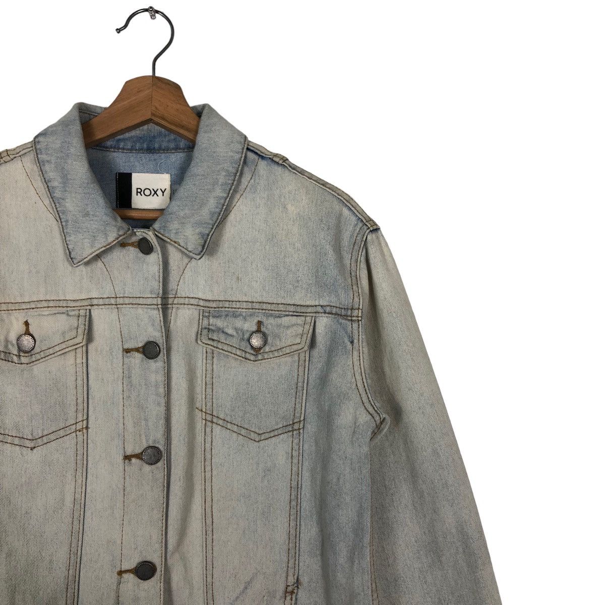 Japanese Brand 🔥Rare Acid Wash Design Denim Trucker Jacket Roxy Japan Size US S / EU 44-46 / 1 - 5 Thumbnail