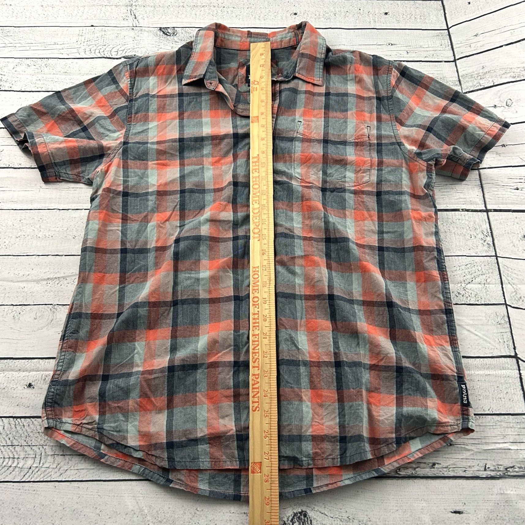 Prana PrAna Short Sleeve Plaid Button Front Shirt Men's Large Blue Gray Red Size US L / EU 52-54 / 3 - 3 Thumbnail