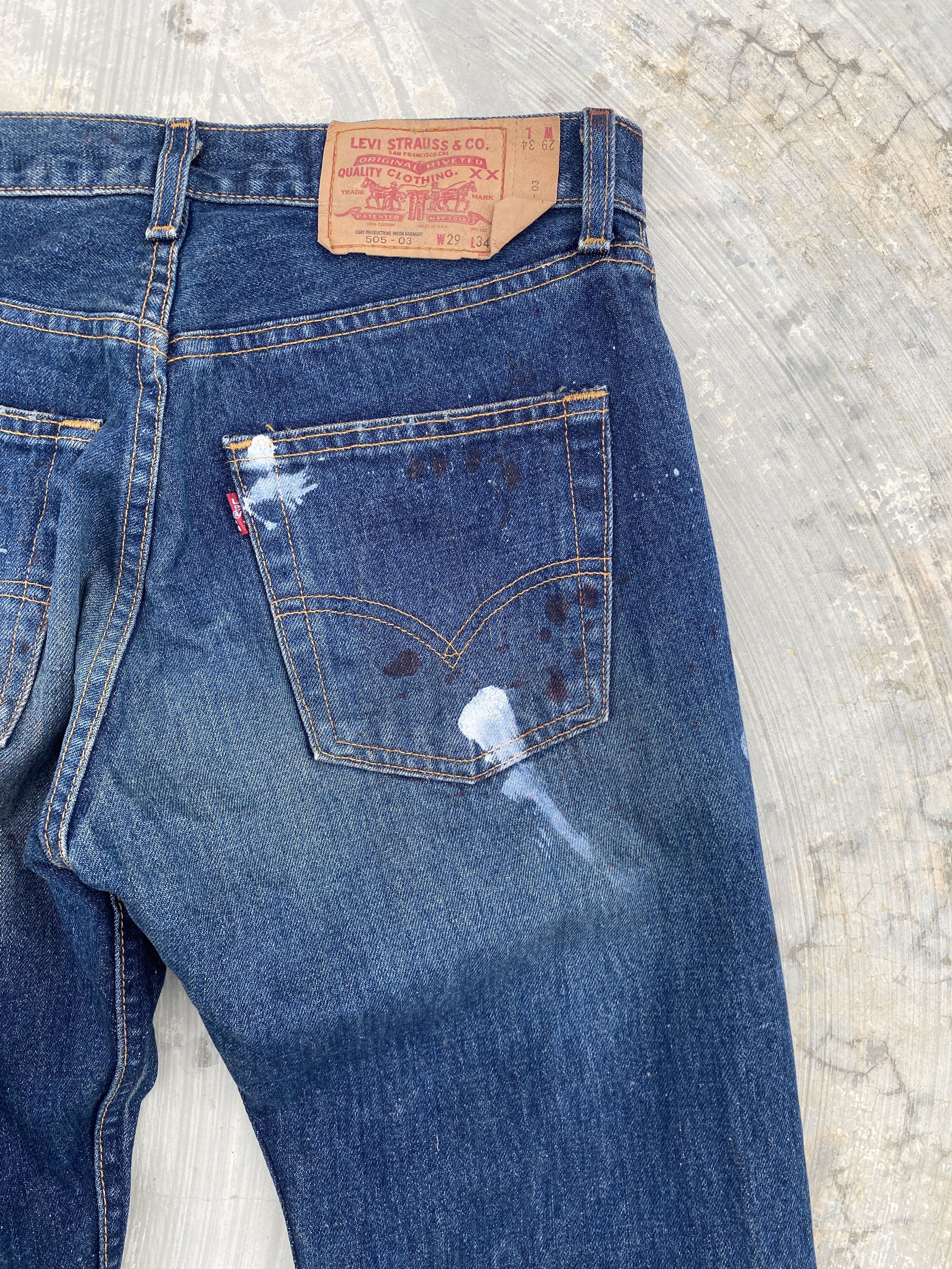 Levi's Reworked Levis 505 USA with Paint Splatter Size US 29 - 8 Thumbnail