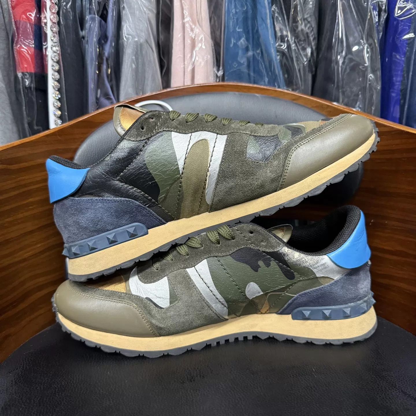 Valentino Valentino Blue-Green Camo Sneakers 43 Lightly Used Size US 10 / EU 43 - 7 Thumbnail