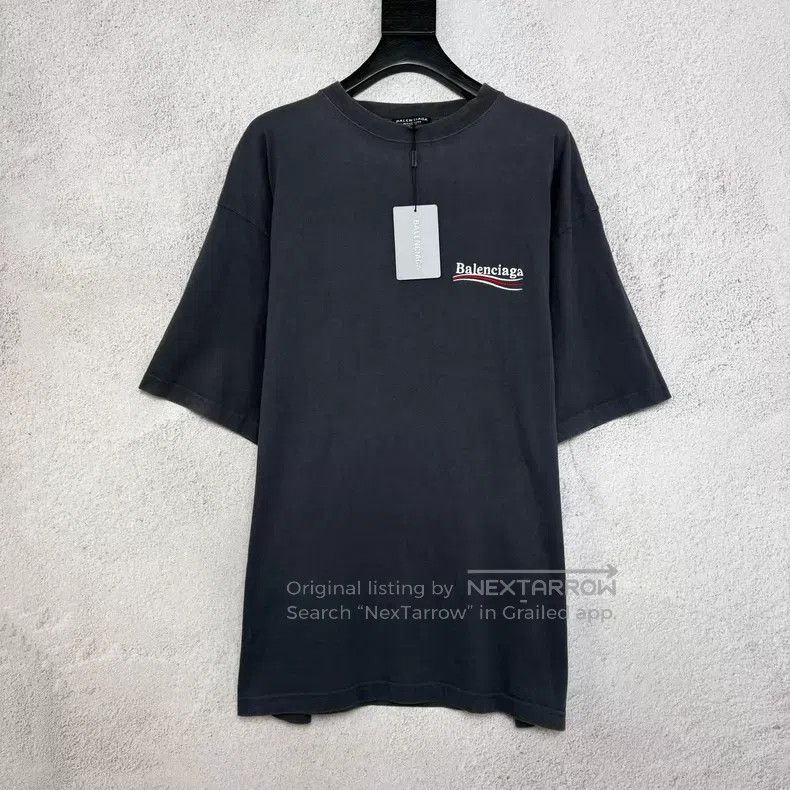 Balenciaga Balenciaga Dark Gray Embroidered Coke Letter Logo Short Sl Size US L / EU 52-54 / 3 - 1 Thumbnail