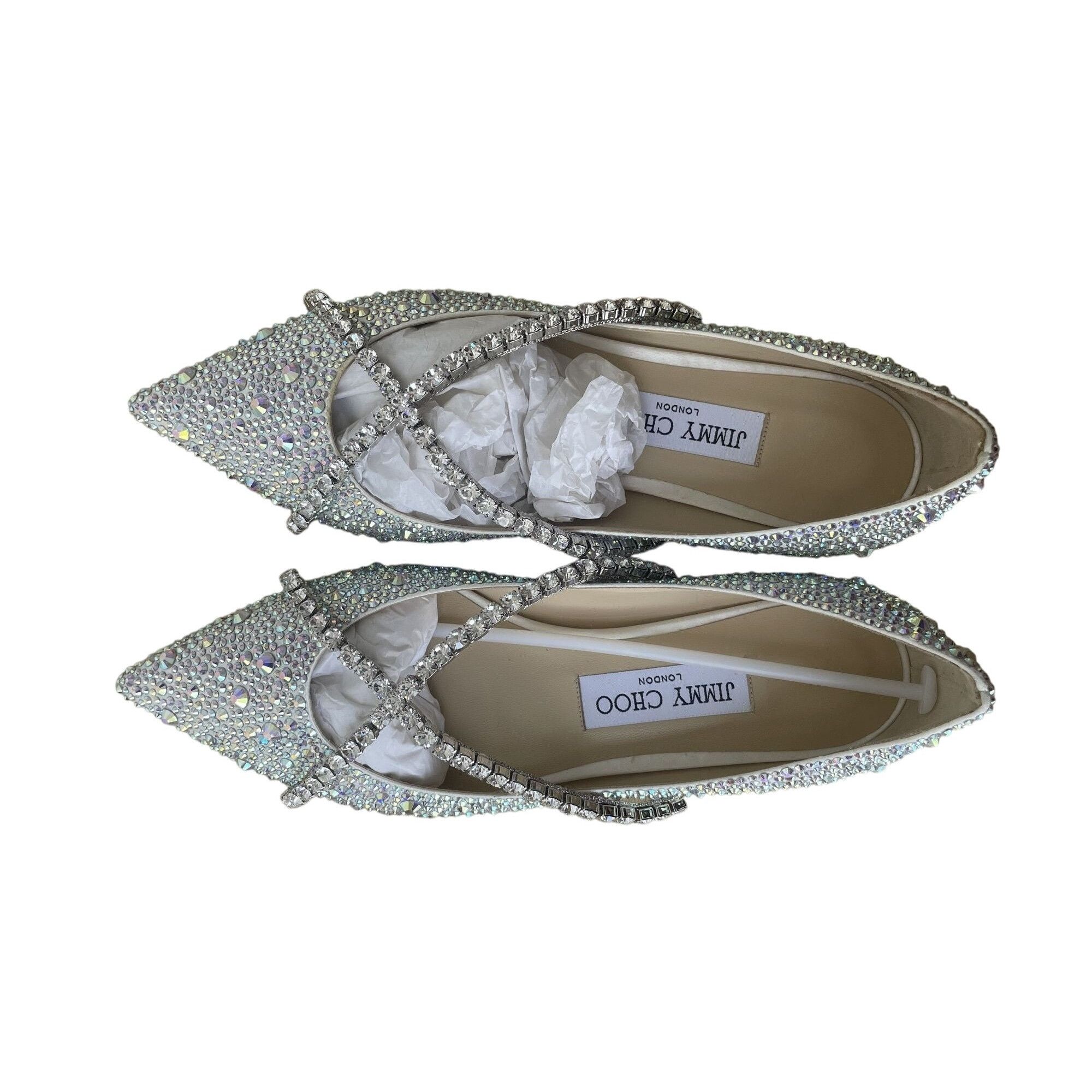 Jimmy Choo Jimmy Choo Womens Crystal-Embellished Pointed Toe Flats 37.5 Size US 7.5 / IT 37.5 - 2 Thumbnail