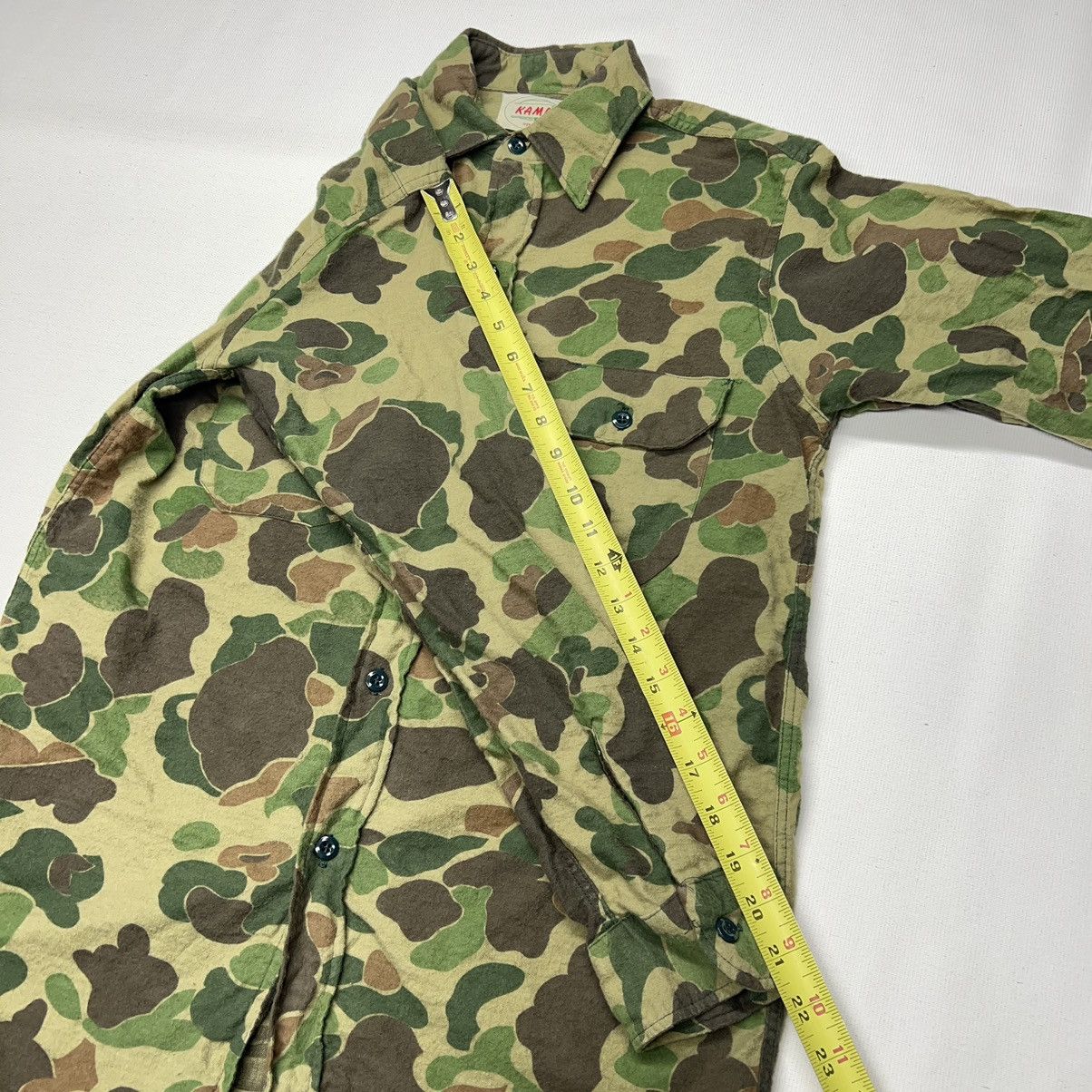 Vintage VTG Kamo Button Shirt Duck Camo Green Hunting Vietnam Era Size US S / EU 44-46 / 1 - 15 Thumbnail