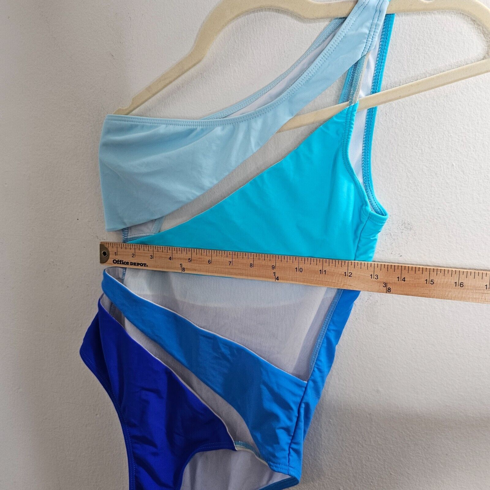 Other Blue & Teal Sheer Design One Shoulder Swim Suit One Piece S Size ONE SIZE - 7 Thumbnail