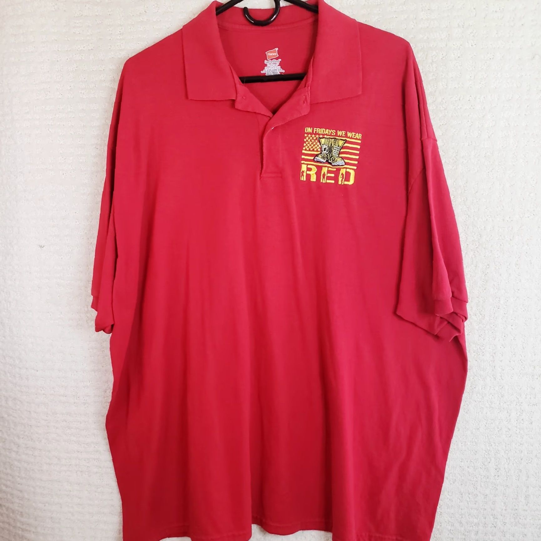 Hanes VINTAGE US Marines? ON Fridays We Wear Red Polo Shirt USMC 3XL Red Polo Embroidered USMC Men Big & Tall Polo Shirt Size US XXL / EU 58 / 5 - 2 Thumbnail