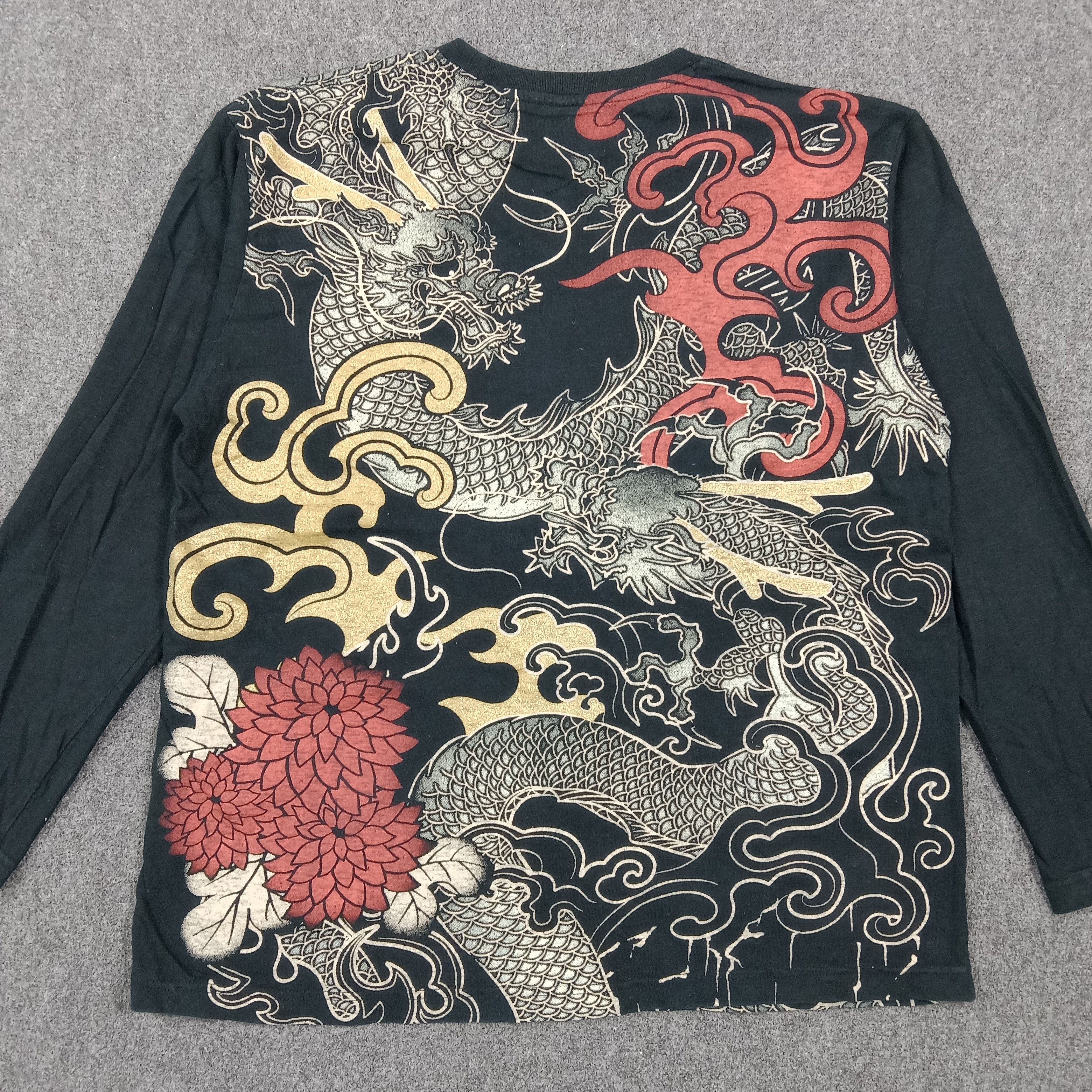 Japanese Brand Strange Heaven Dragon Tattoo Sukajan Style Tshirt C276N14 Size US L / EU 52-54 / 3 - 2 Thumbnail