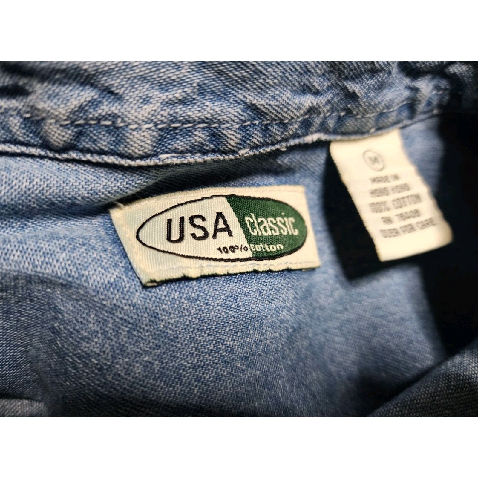Denime VINTAGE USA CLASSIC Denim Button-Up Shirt Long Sleeve Floral M Blue Womens Size M / US 6-8 / IT 42-44 - 6 Thumbnail