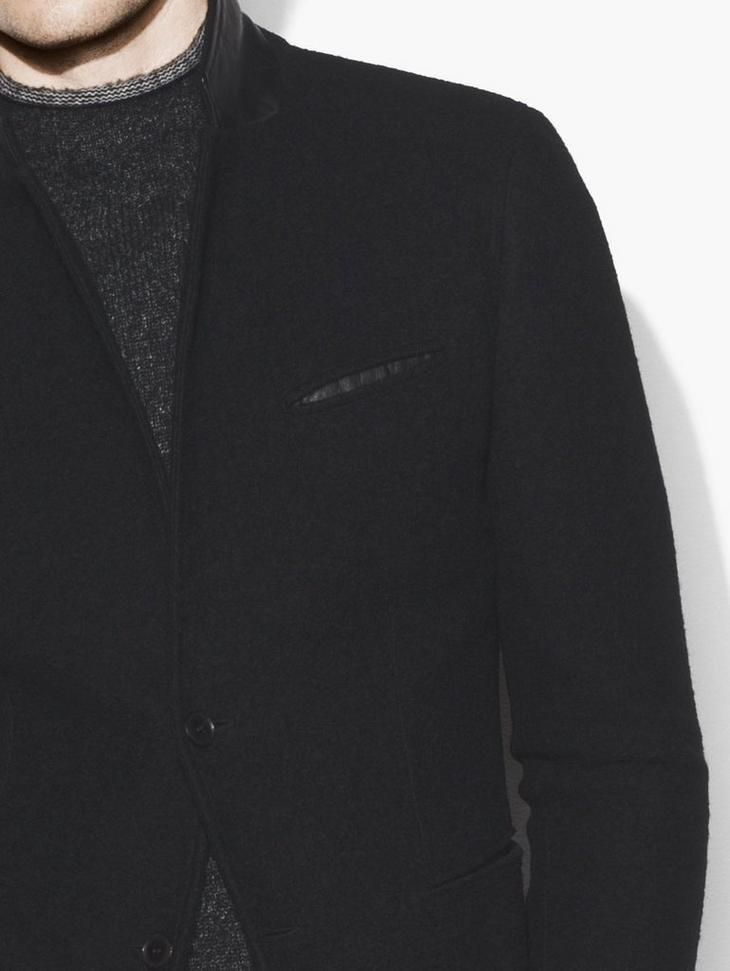 John Varvatos Notch Lapel Leather Collar Jacket 52 Size US L / EU 52-54 / 3 - 3 Thumbnail