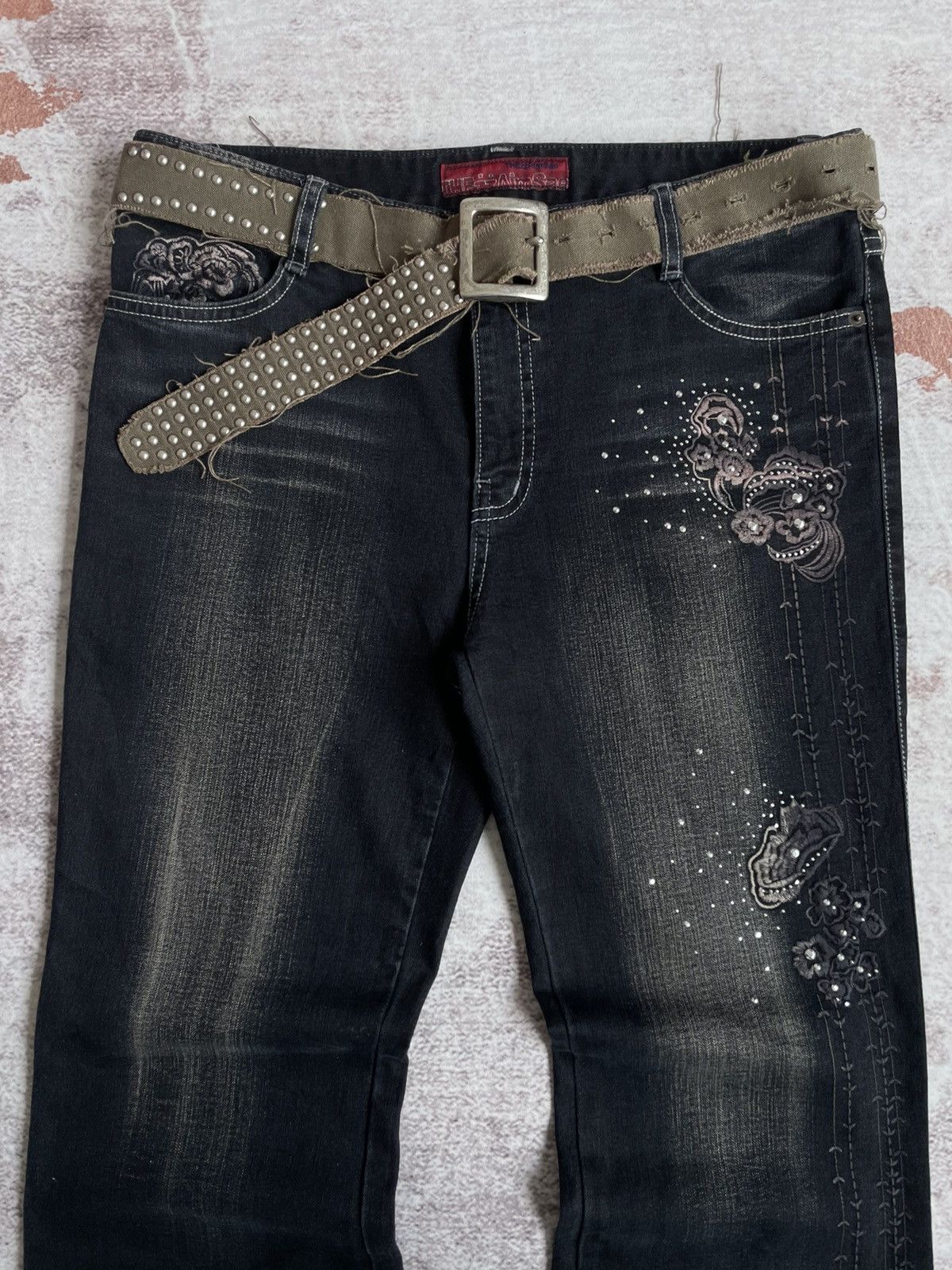 Japanese Brand Vintage Y2K Tribal Flare Denim Pants Size US 33 - 3 Thumbnail