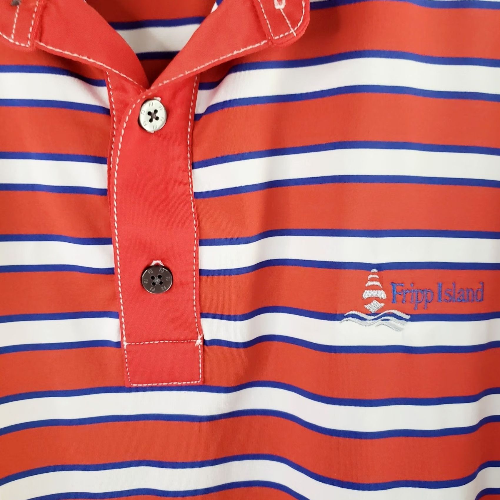 Footjoy FootJoy Polo Shirt Mens XL Multicolor Striped Golf Performance SS Fripp Island Logo Size US XL / EU 56 / 4 - 6 Thumbnail