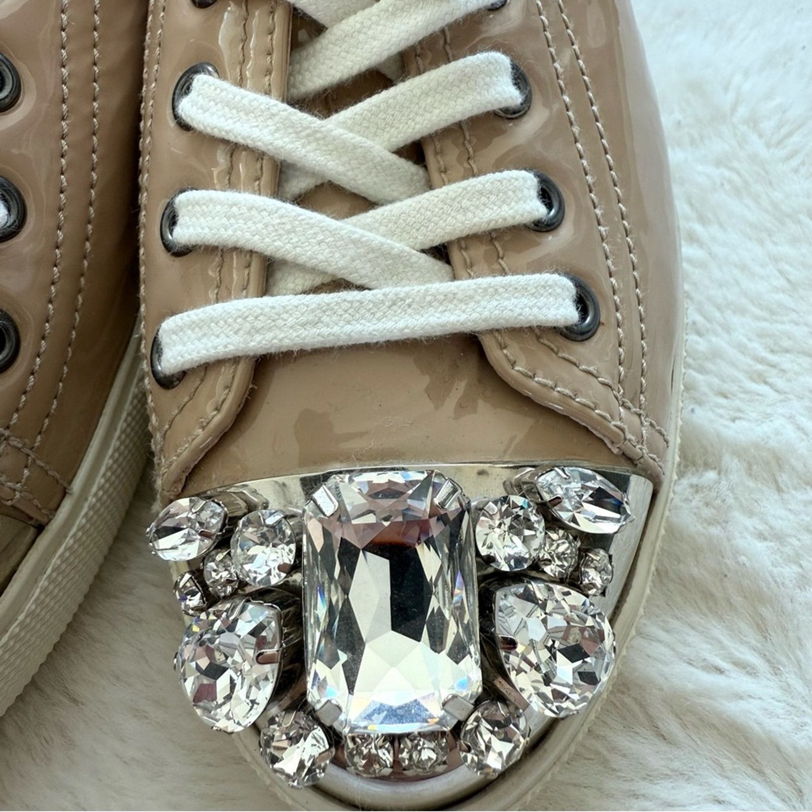 Miu Miu MIU MIU women patent leather sneakers with crystalssize 37.5 Size US 7.5 / IT 37.5 - 3 Thumbnail