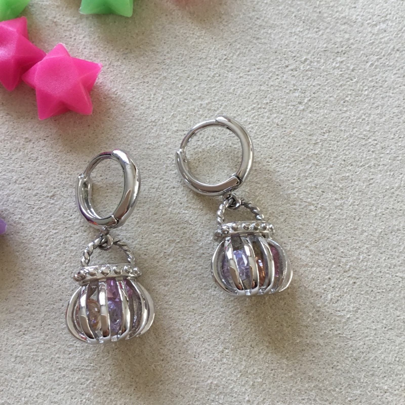 Other Sterling Silver Crystal Purse Earrings Size ONE SIZE - 2 Thumbnail