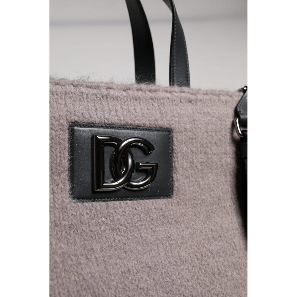 Dolce & Gabbana Dolce & Gabbana Grey Alpaca Wool Logo Plaque Tote Shoulder B Size ONE SIZE - 6 Thumbnail