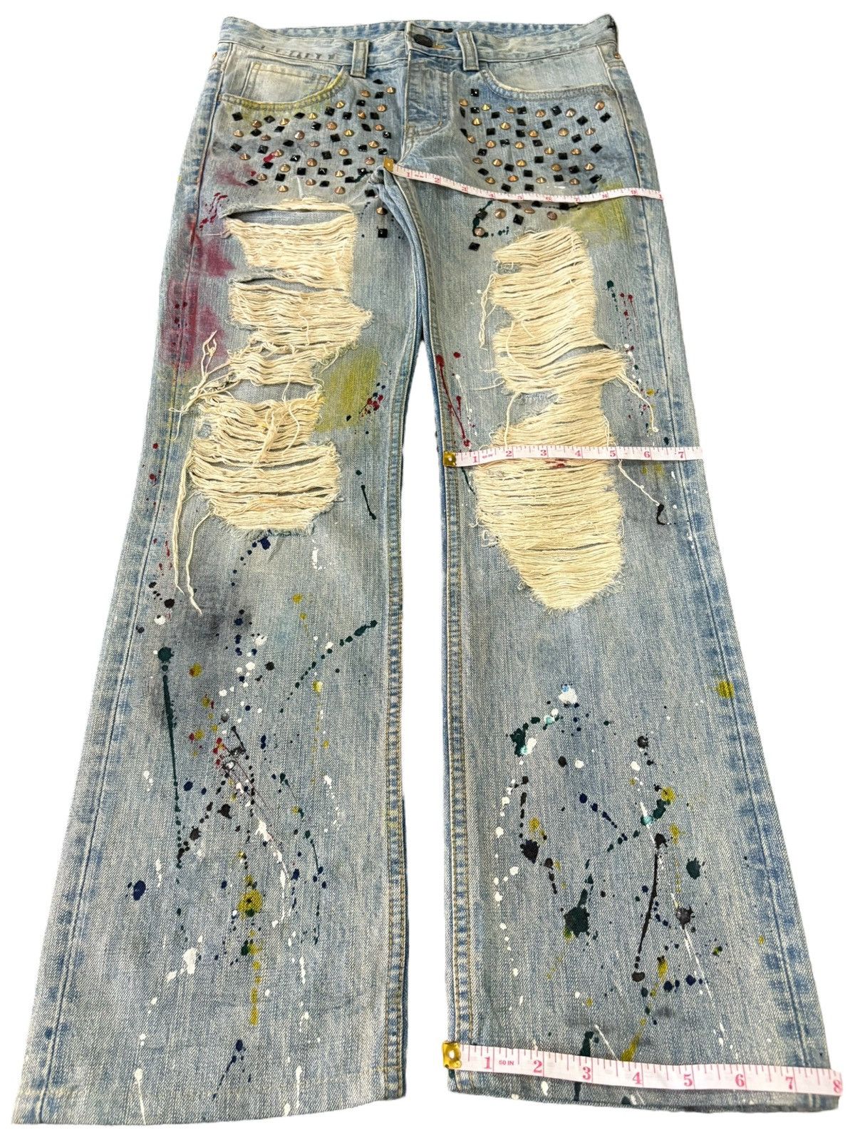 If Six Was Nine Vintage Japanese Brand Crazy Punk Distress Bootcut Jeans Size US 32 / EU 48 - 12 Thumbnail