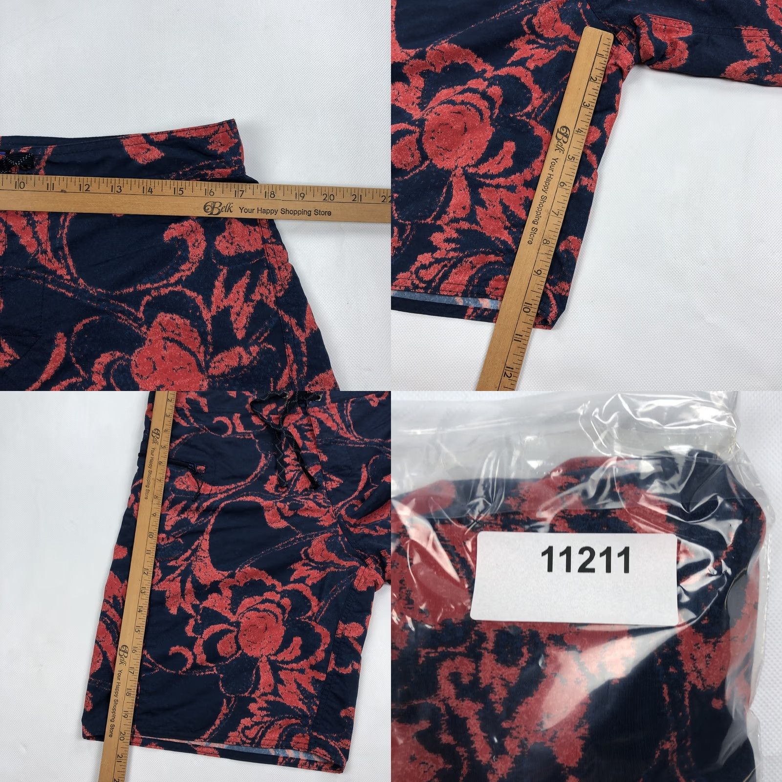 Patagonia Patagonia Board Shorts Men Navy Blue Red Floral Print Nylon Quick Dry 34 Regular Drawstring Pockets Zipper Pocket Beach Surfing Mens Size US 34 / EU 50 - 8 Thumbnail