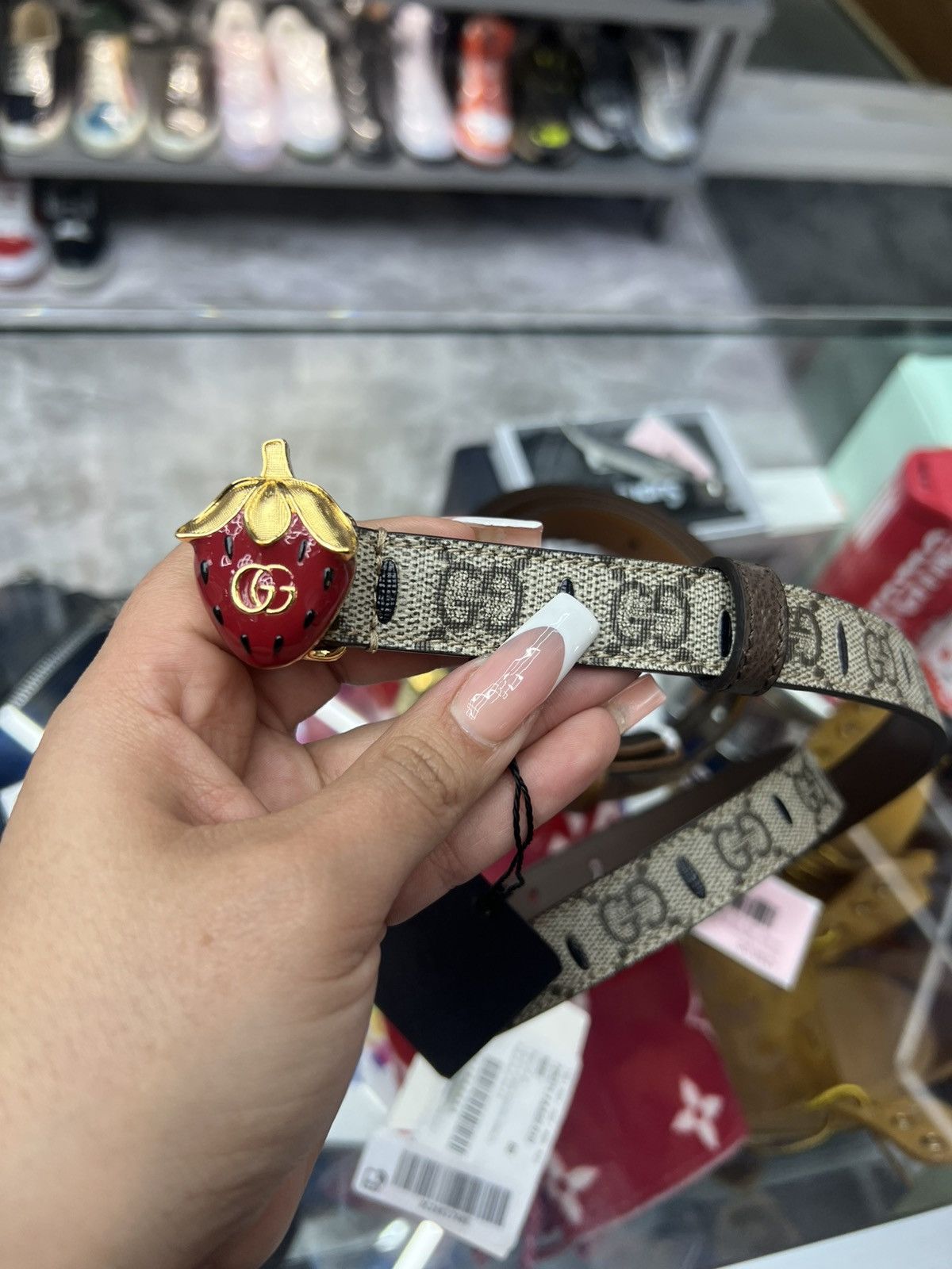 Gucci Gucci Strawberry Skinny Belt Size ONE SIZE - 6 Thumbnail