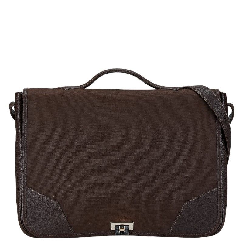 Hermes Hermes Hermes Victoria Messenger Canvas Leather Shoulder Bag Canvas Shoulder Bag in Very Good Condition Size ONE SIZE - 1 Thumbnail