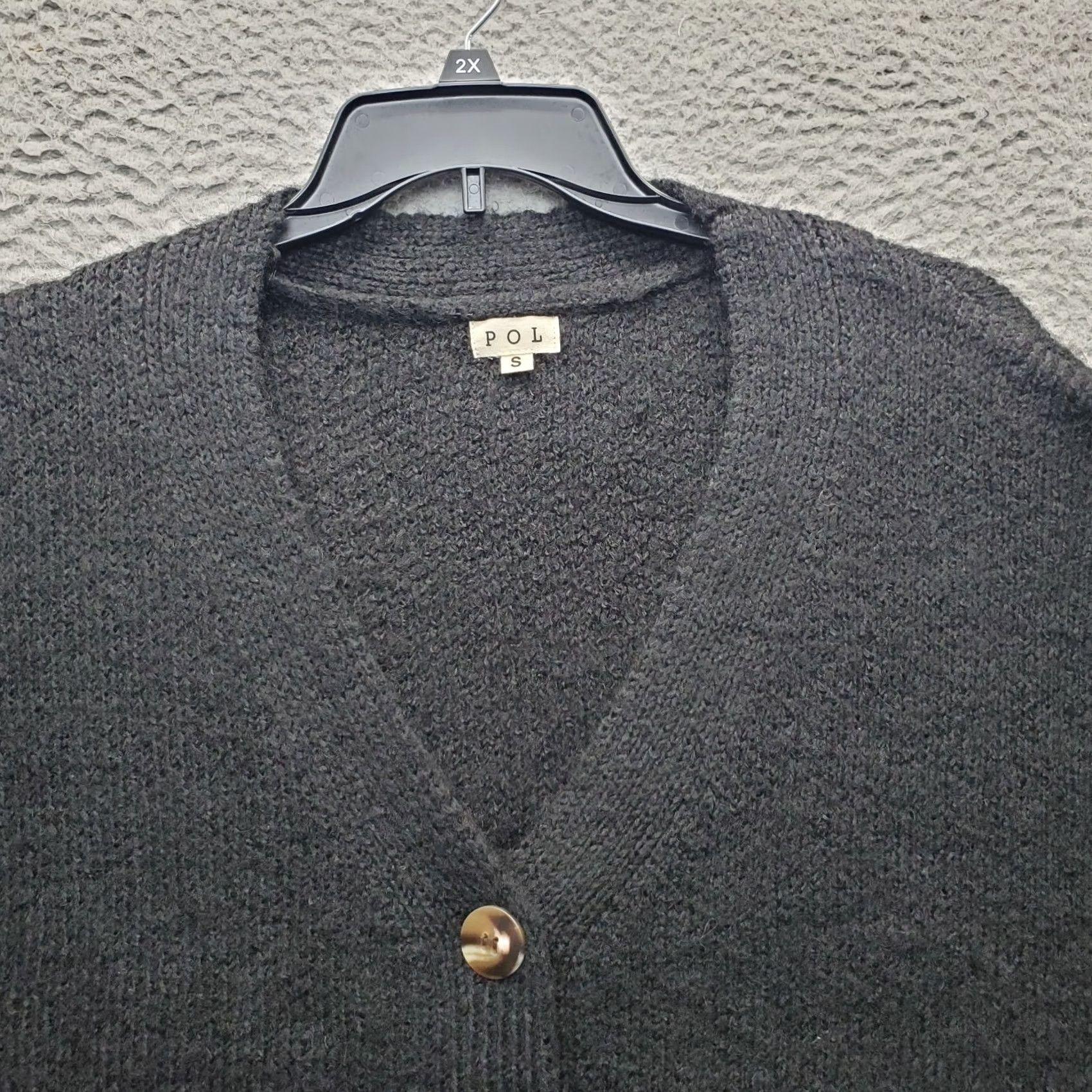 Vintage POL Cardigan Sweater Womens S Black Knit Stretch Raglan Sleeve Button Front Size S / US 4 / IT 40 - 5 Thumbnail