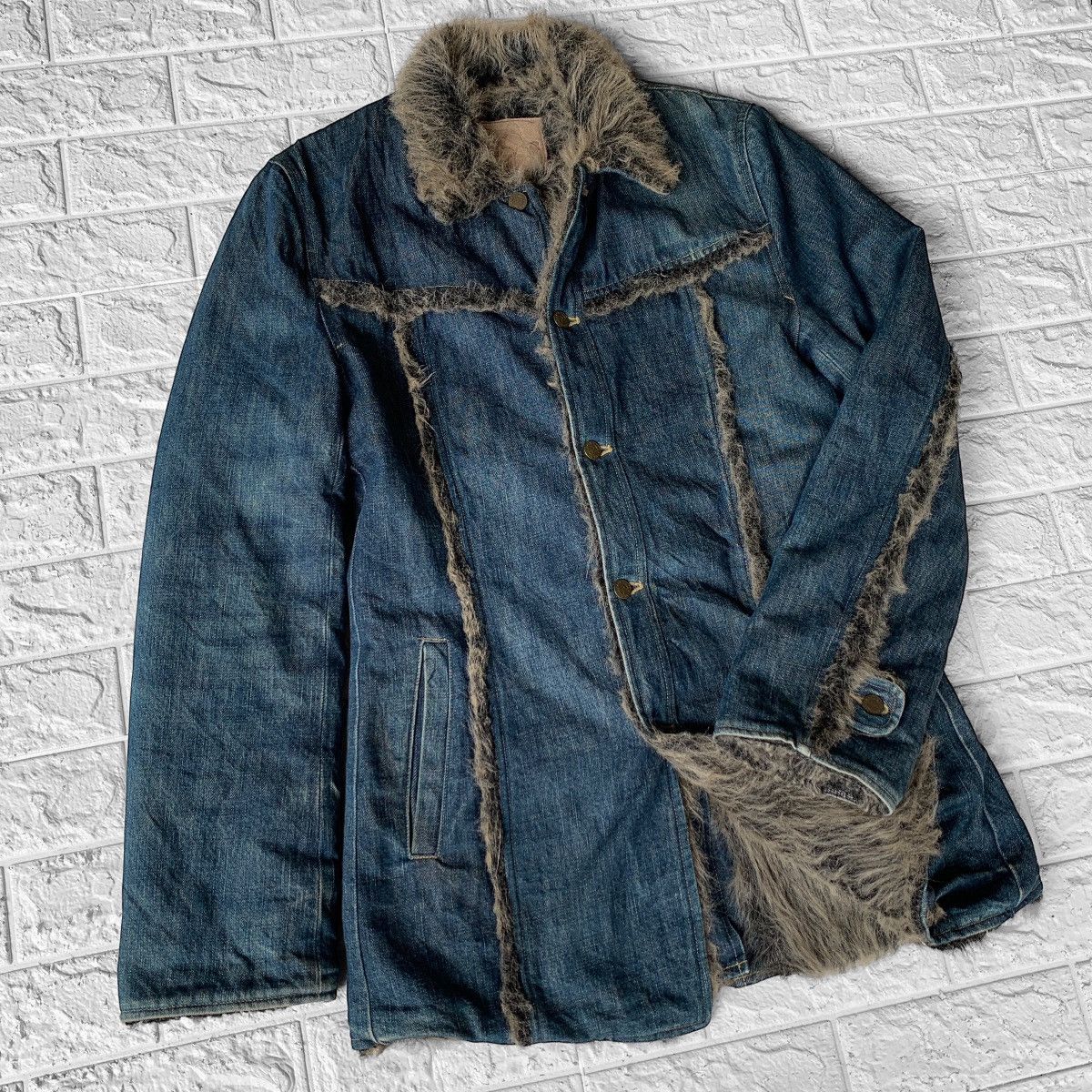 Backbone VINTAGE BACKBONE JAPAN FAUX FUR TRIM BLUE DENIM JACKET Size M / US 6-8 / IT 42-44 - 10 Thumbnail