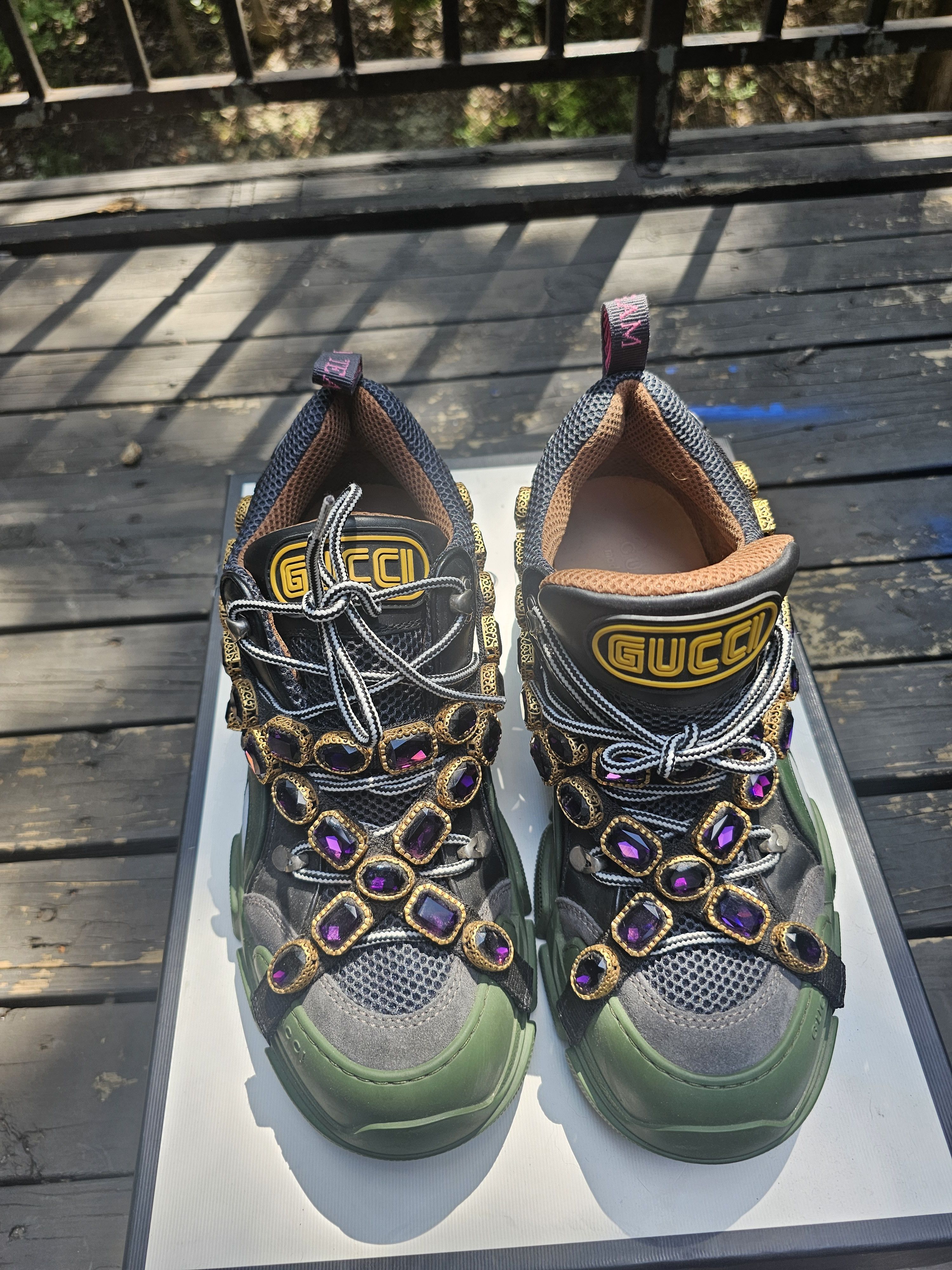 Gucci Gucci Flashtrek SEGA green with Swarovski crystals Size US 9.5 / EU 42-43 - 2 Thumbnail