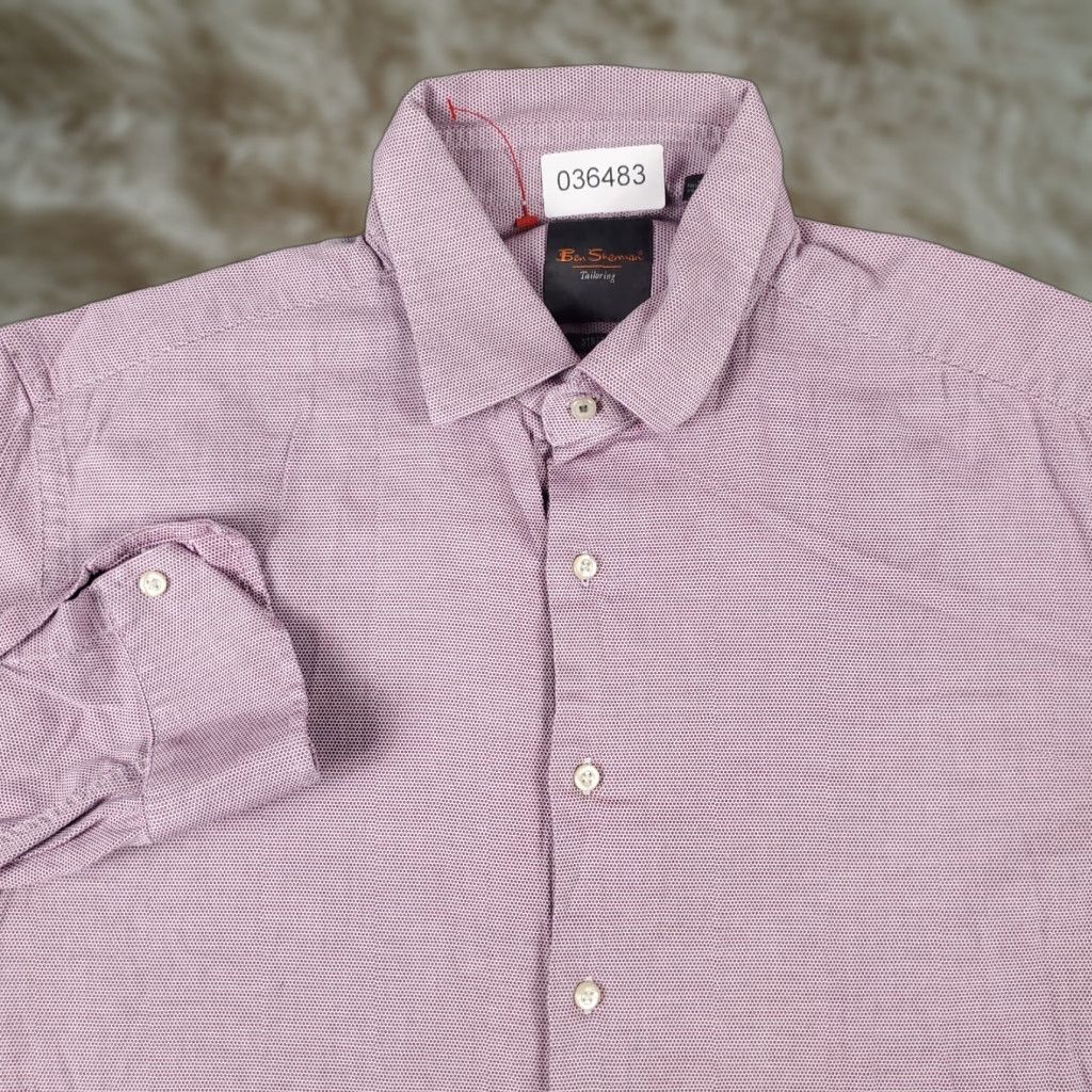 Ben Sherman VINTAGE Ben Sherman Shirt Mens Size 17 Purple Dress Button Up Long Sleeve Regular Collar Shirt Men Purple 17 100% Cotton Size 46R - 1 Thumbnail