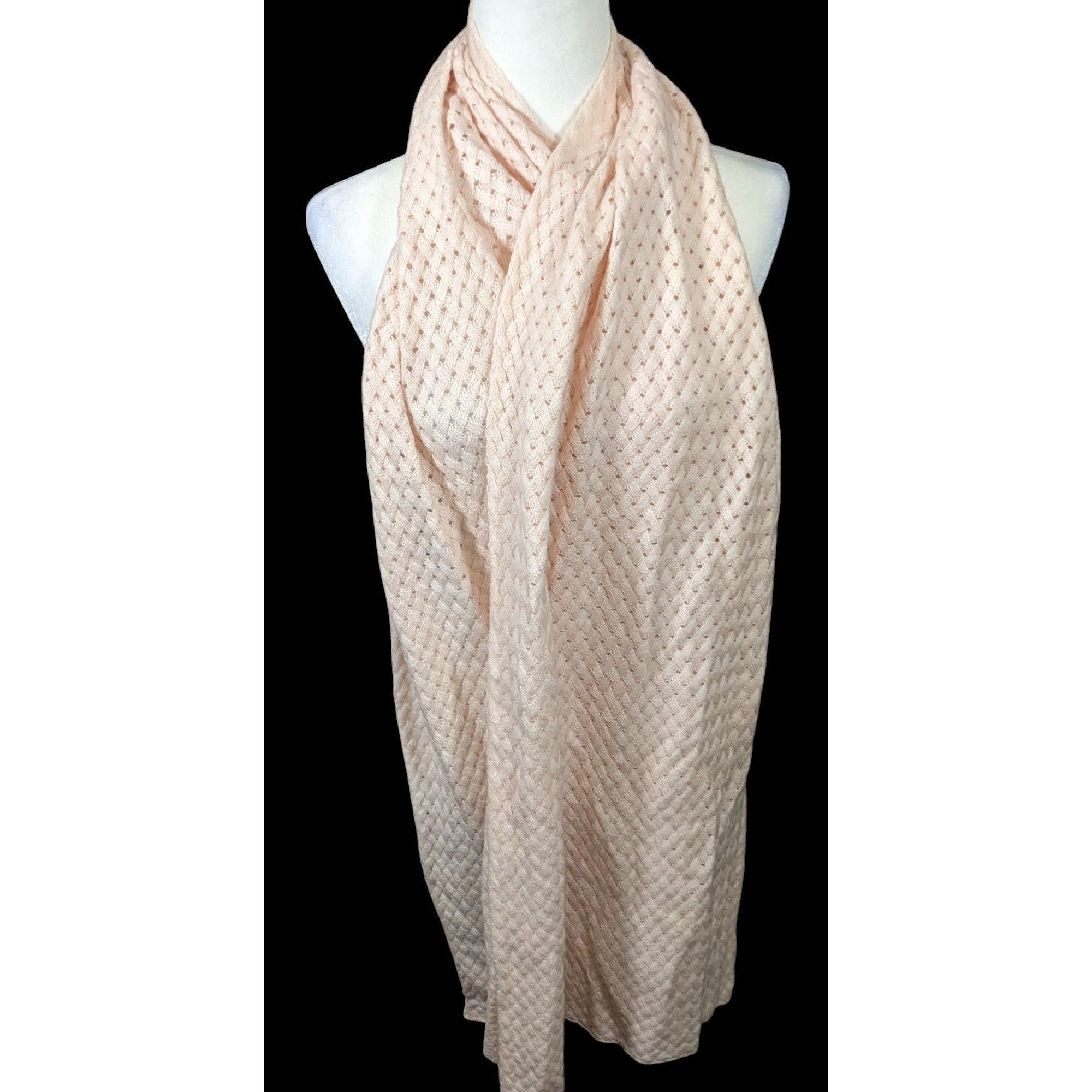 J.Crew Preppy J.Crew Pale Peach Braided Knit Wool Scarf Size ONE SIZE - 2 Thumbnail