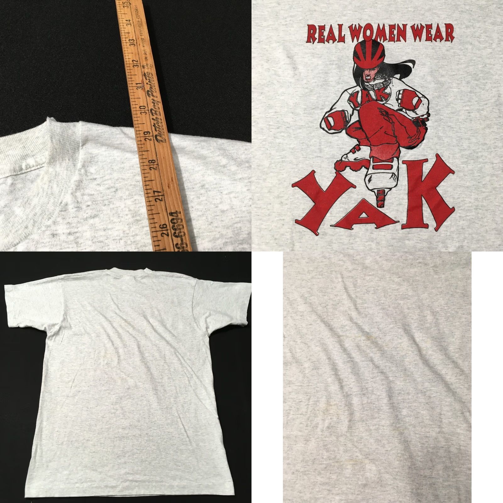 Fruit Of The Loom VINTAGE REAL WOMEN WEAR YAK T-Shirt Large single stitch GRAPHIC WOMAN POWER Size L / US 10 / IT 46 - 8 Thumbnail