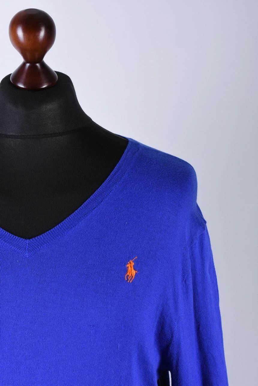 Polo Ralph Lauren Polo Ralph Lauren V-Neck Sweater Slim Fit Blue Orange Pony Size US L / EU 52-54 / 3 - 2 Thumbnail