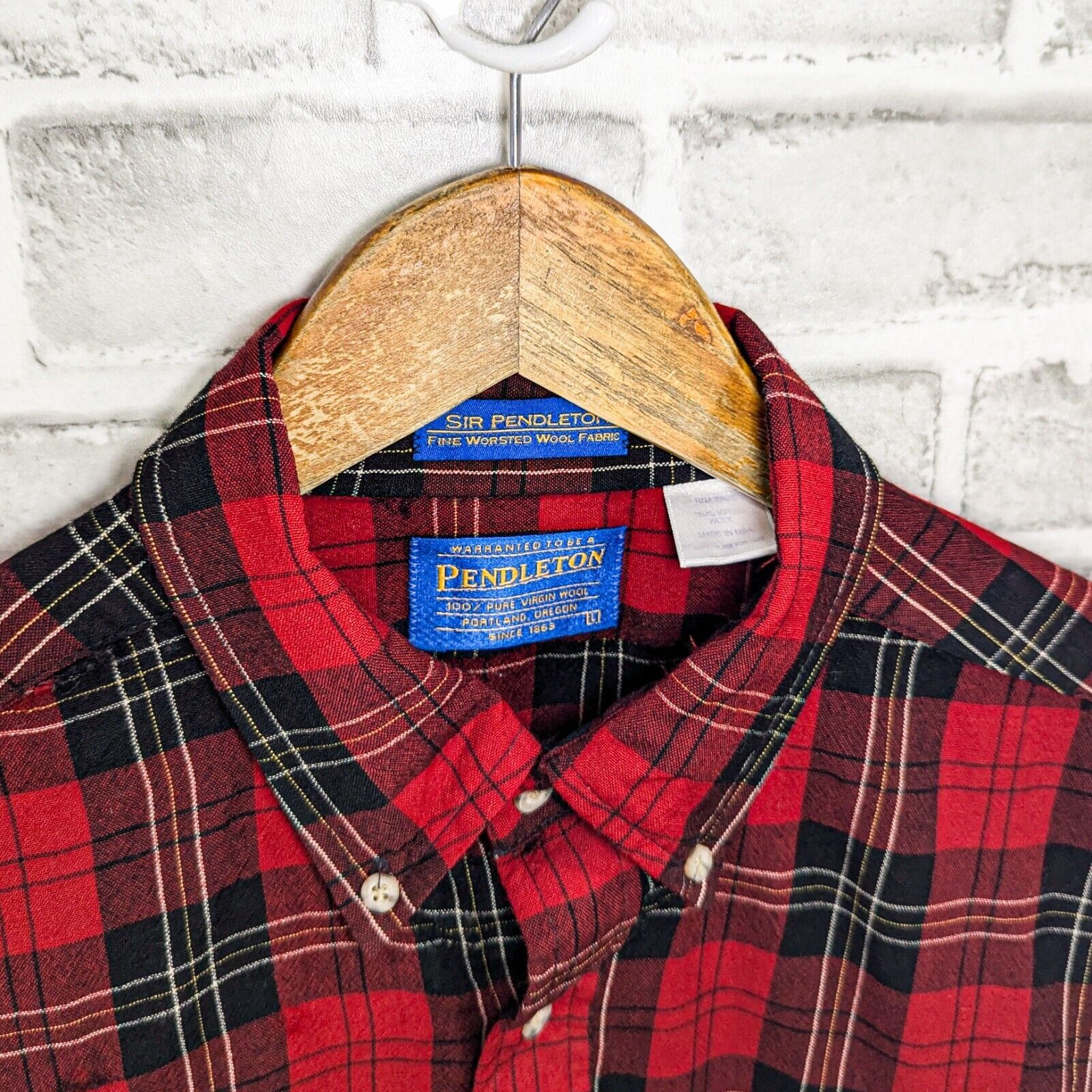 Pendleton Pendleton Virgin wool Button down flannel shirt Red plaid Size US L / EU 52-54 / 3 - 3 Thumbnail