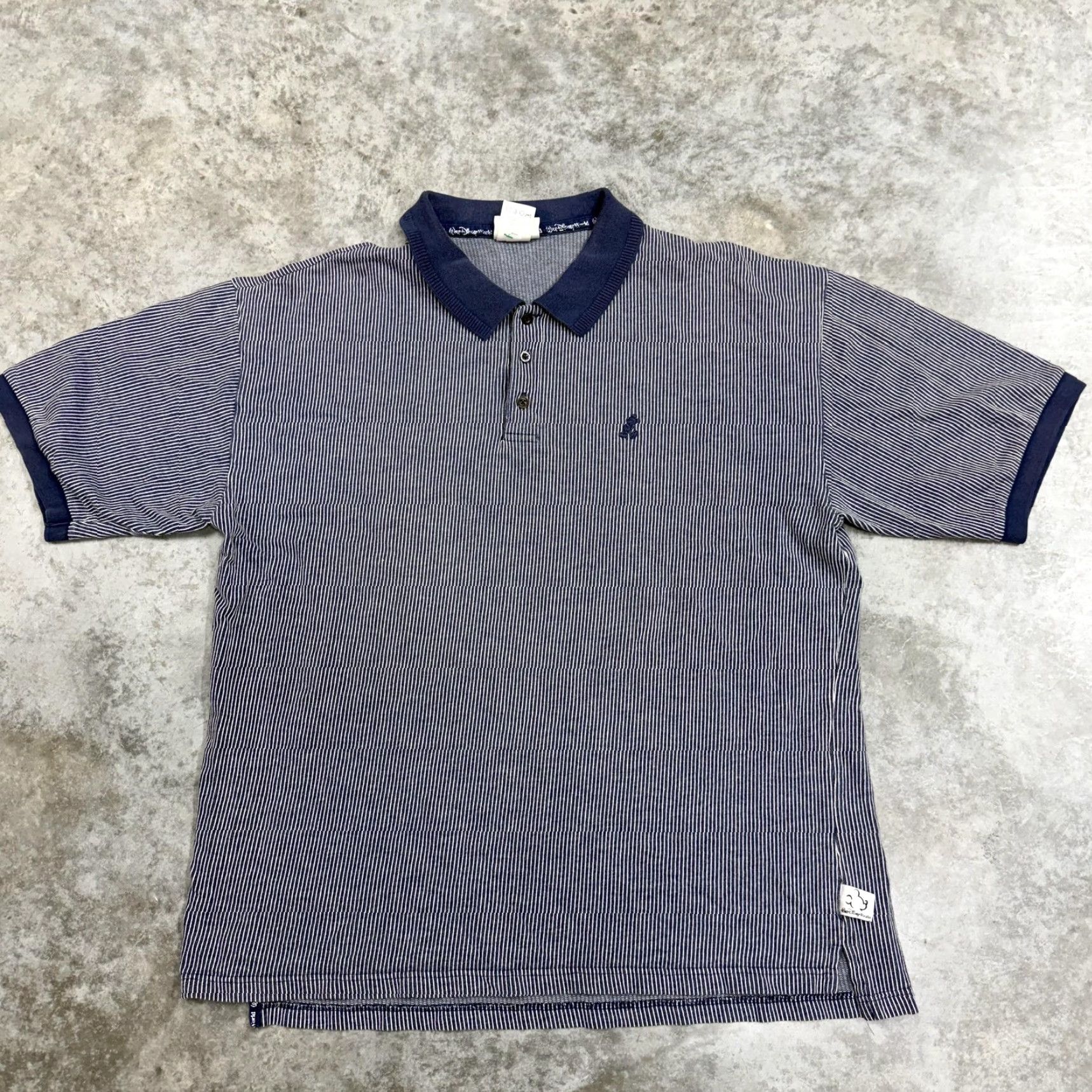 Disney VINTAGE Walt Disney World Polo Shirt Mens XL Blue Striped Mickey Mouse Cotton Size US XL / EU 56 / 4 - 2 Thumbnail