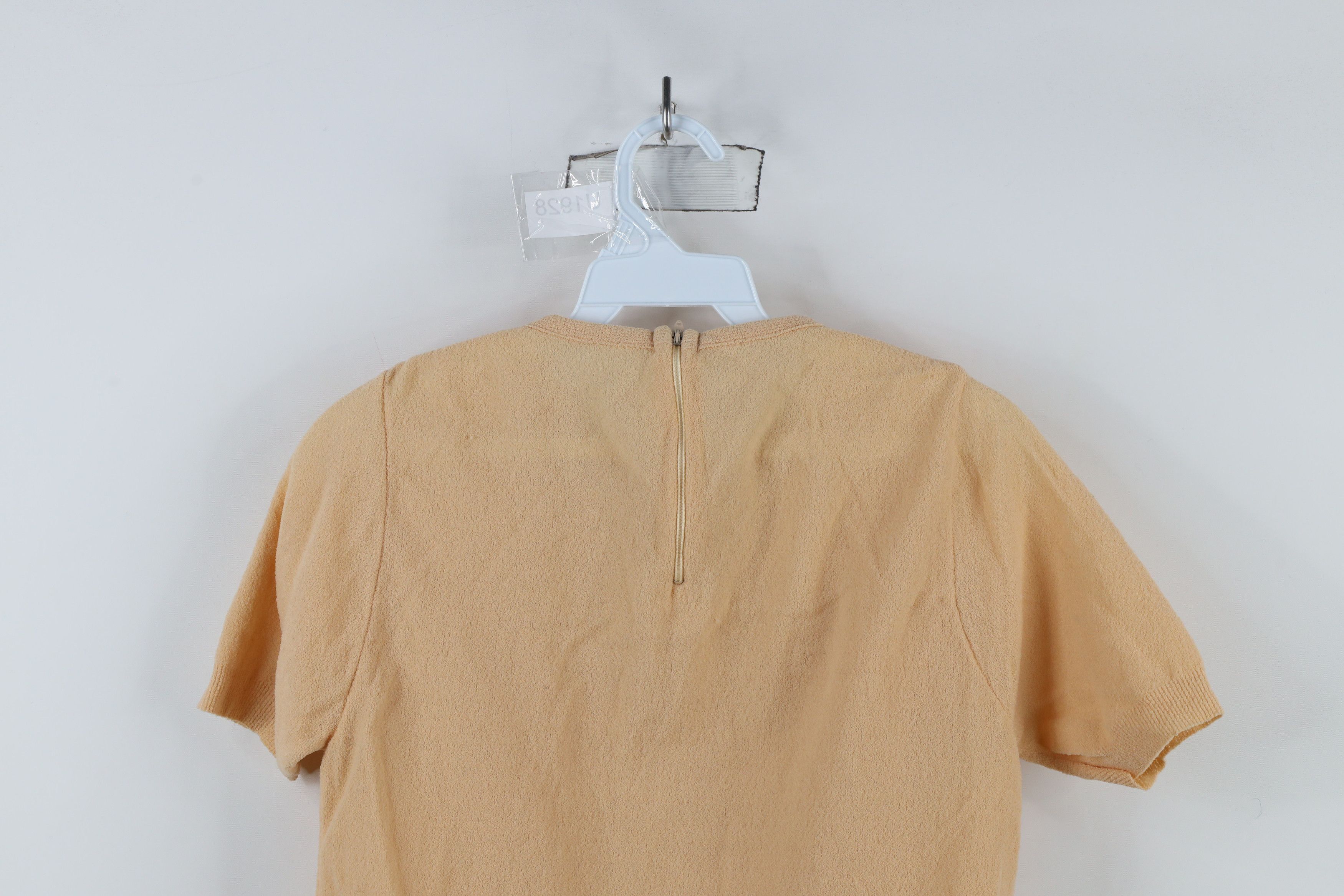 Vintage Vintage 70s Ban Lon Knit Back Zip Short Sleeve T-Shirt Beige Size XS / US 0-2 / IT 36-38 - 11 Thumbnail