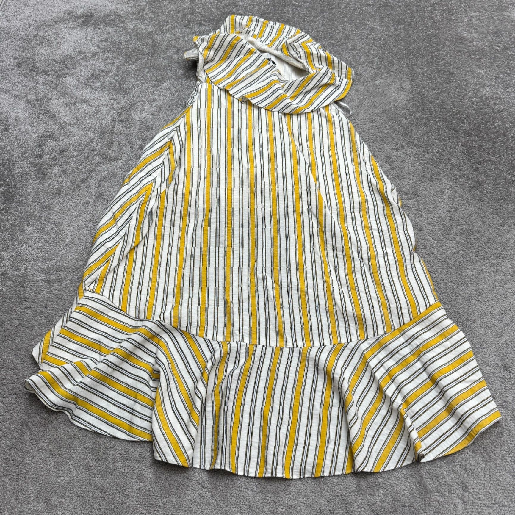 Lulus Lulus High Tide Striped One Shoulder Midi Dress Women Small Yellow Ruffle Hi-Low Size S / US 4 / IT 40 - 3 Thumbnail