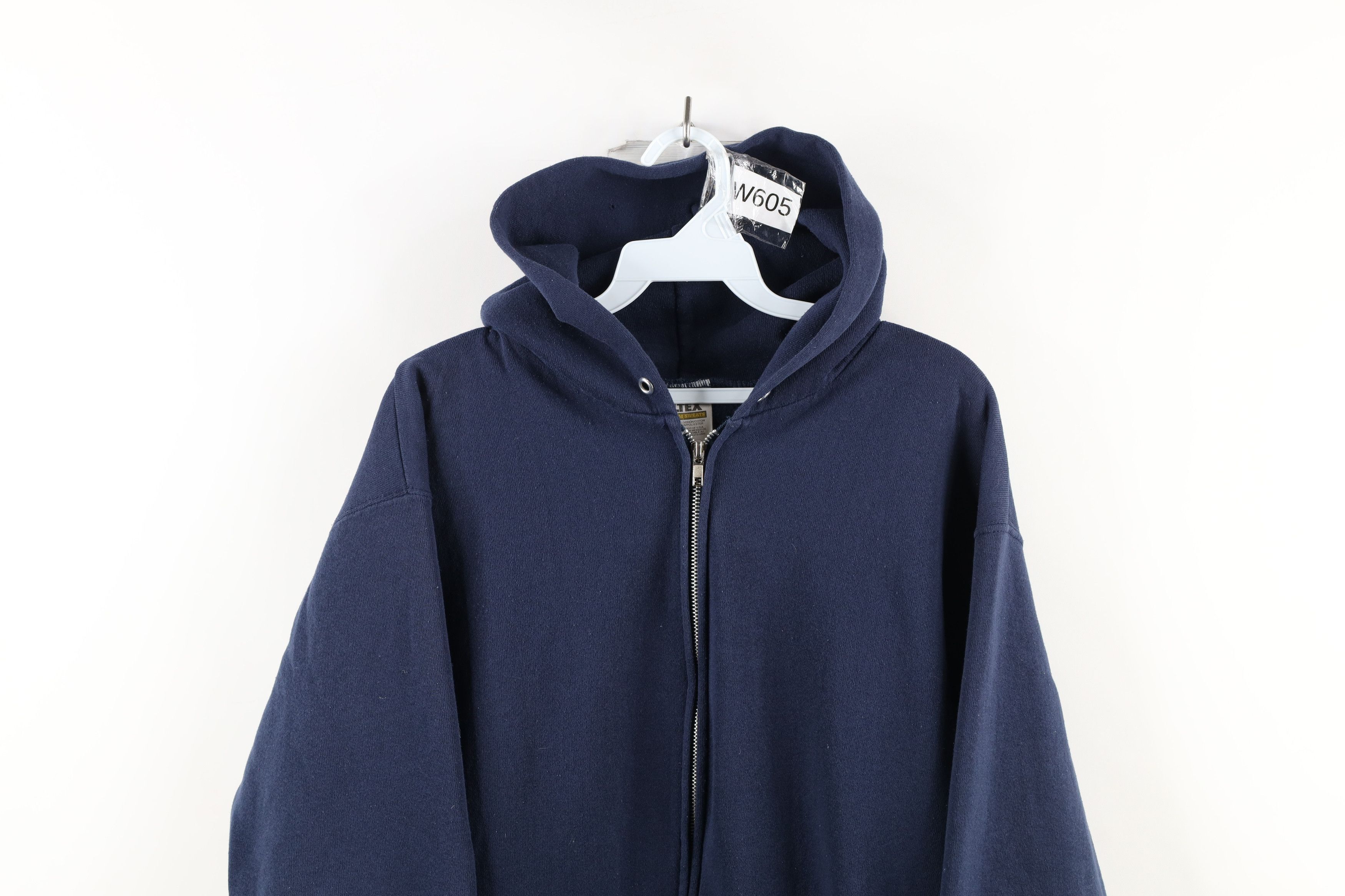 Vintage Vintage 90s Streetwear Blank Full Zip Hoodie Sweatshirt Blue Size US M / EU 48-50 / 2 - 2 Thumbnail