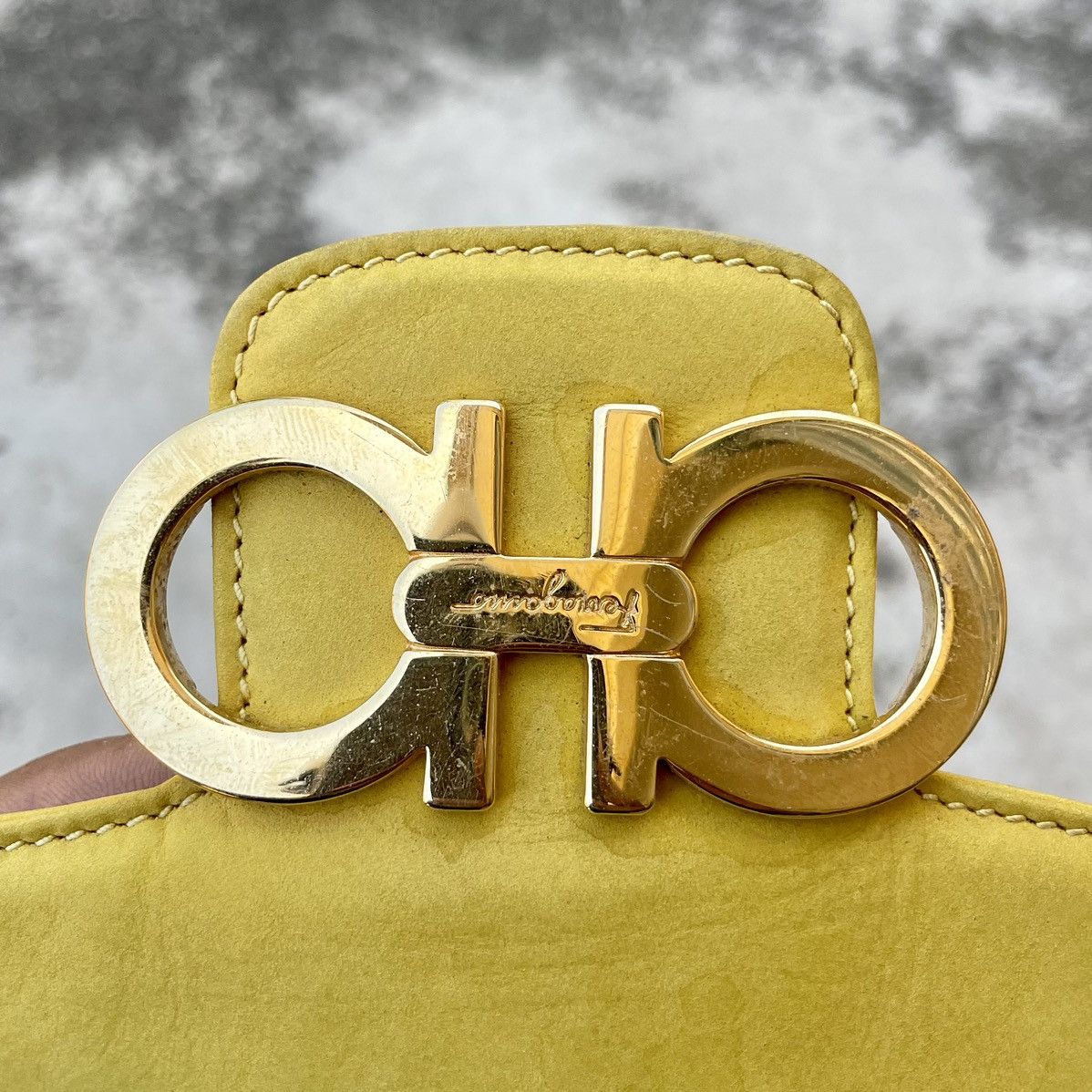 Salvatore Ferragamo Salvatore Ferragamo Yellow Suede Gancini Backpack Size ONE SIZE - 15 Thumbnail