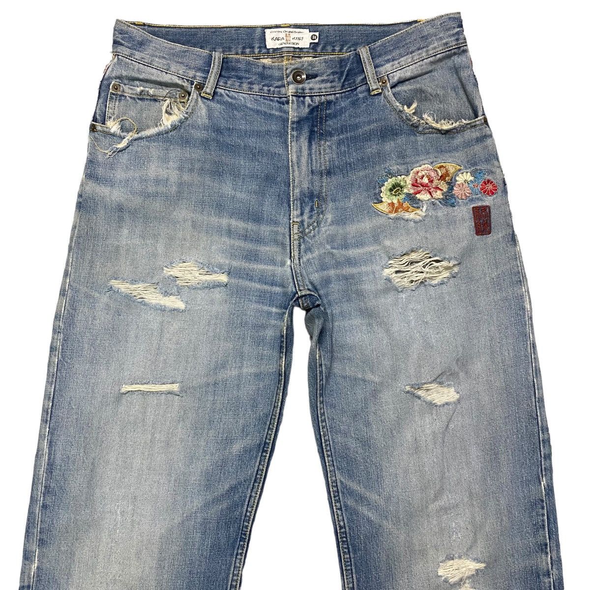 Karakuri Tamashii KARAKURI GENERATION Distressed Denim Embroidery Jeans Size US 32 / EU 48 - 3 Thumbnail