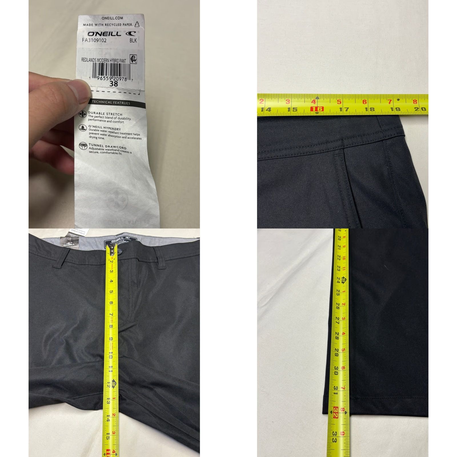 O'Neill VINTAGE? No — O'Neill Black Redlands Modern Hybrid Pant 38X32 Modern Fit Tech Pants Mens Ka h Size US 38 / EU 54 - 9 Thumbnail