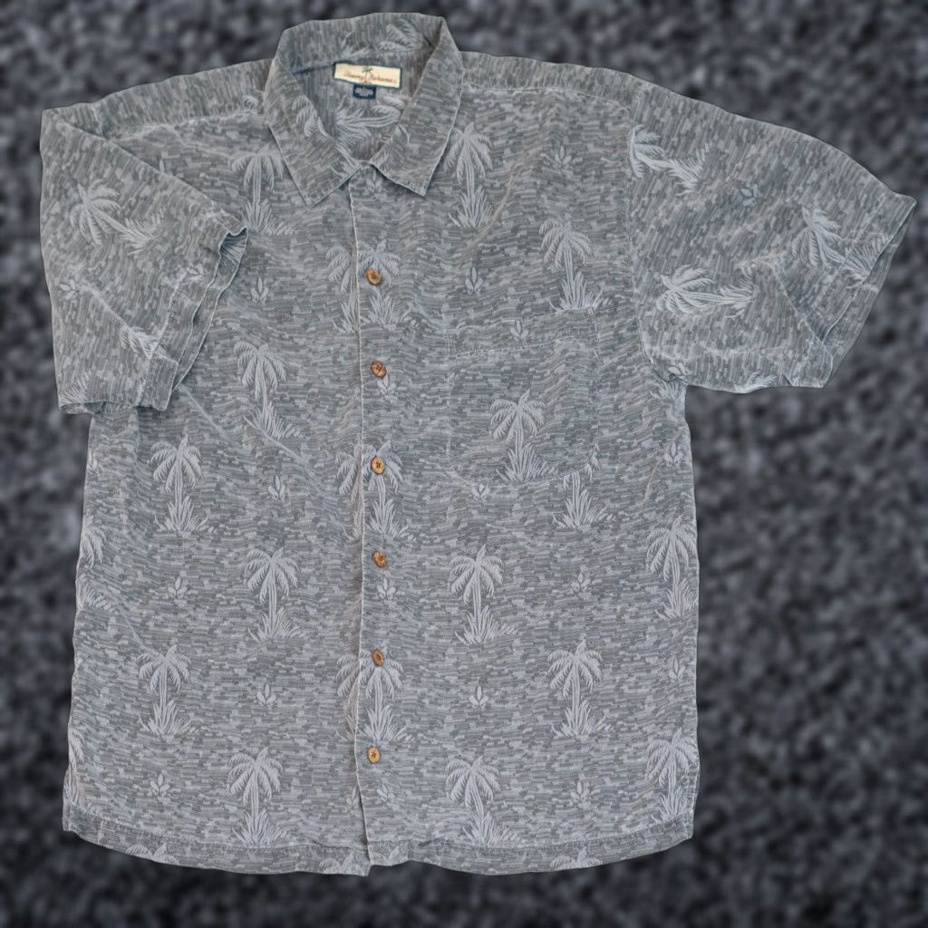 Tommy Bahama VINTAGE Tommy Bahama Silk Shirt Mens L Gray Striped Palm Trees Button Up Size US L / EU 52-54 / 3 - 1 Thumbnail