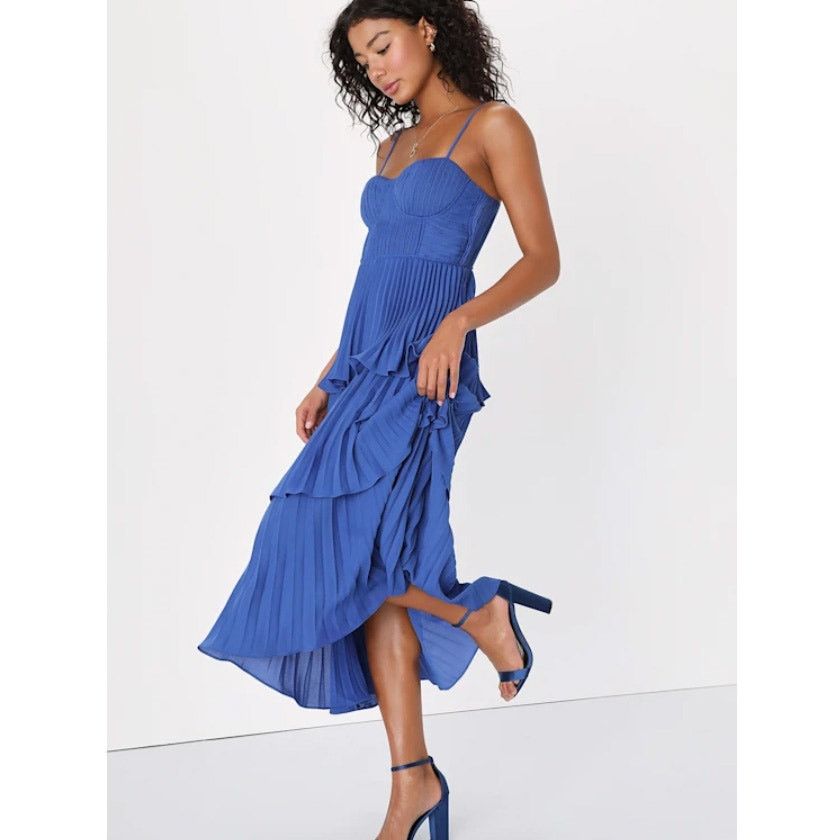 Lululemon Lulus Womens Cascading Crush Tiered Bustier Midi Dress XL Size XL / US 12-14 / IT 48-50 - 1 Thumbnail