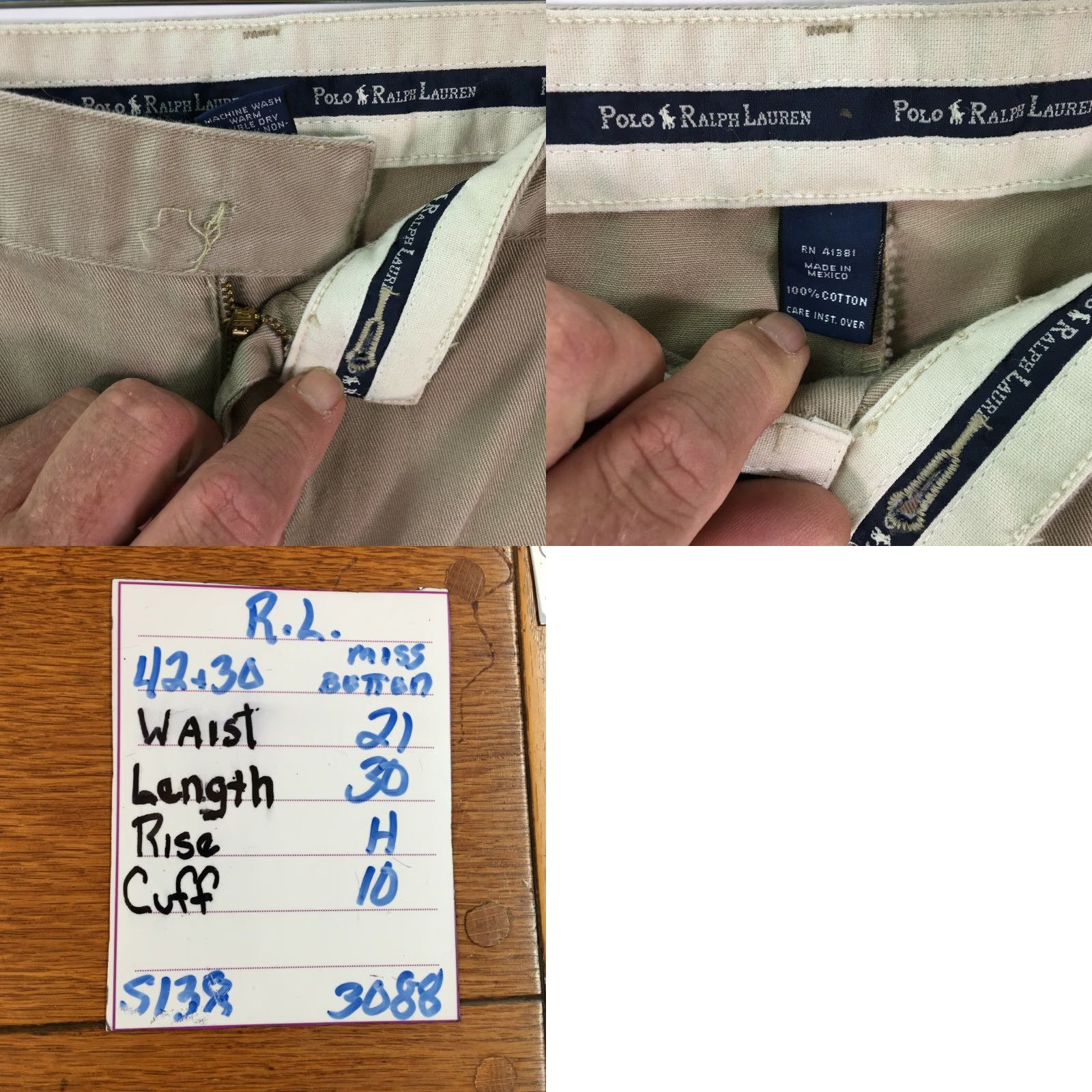 Polo Ralph Lauren Polo Ralph Lauren Men's Dress Pants Tan Regular Fit Size 42x30 Straight Pleated Casual 90s Size US XL / EU 56 / 4 - 8 Thumbnail