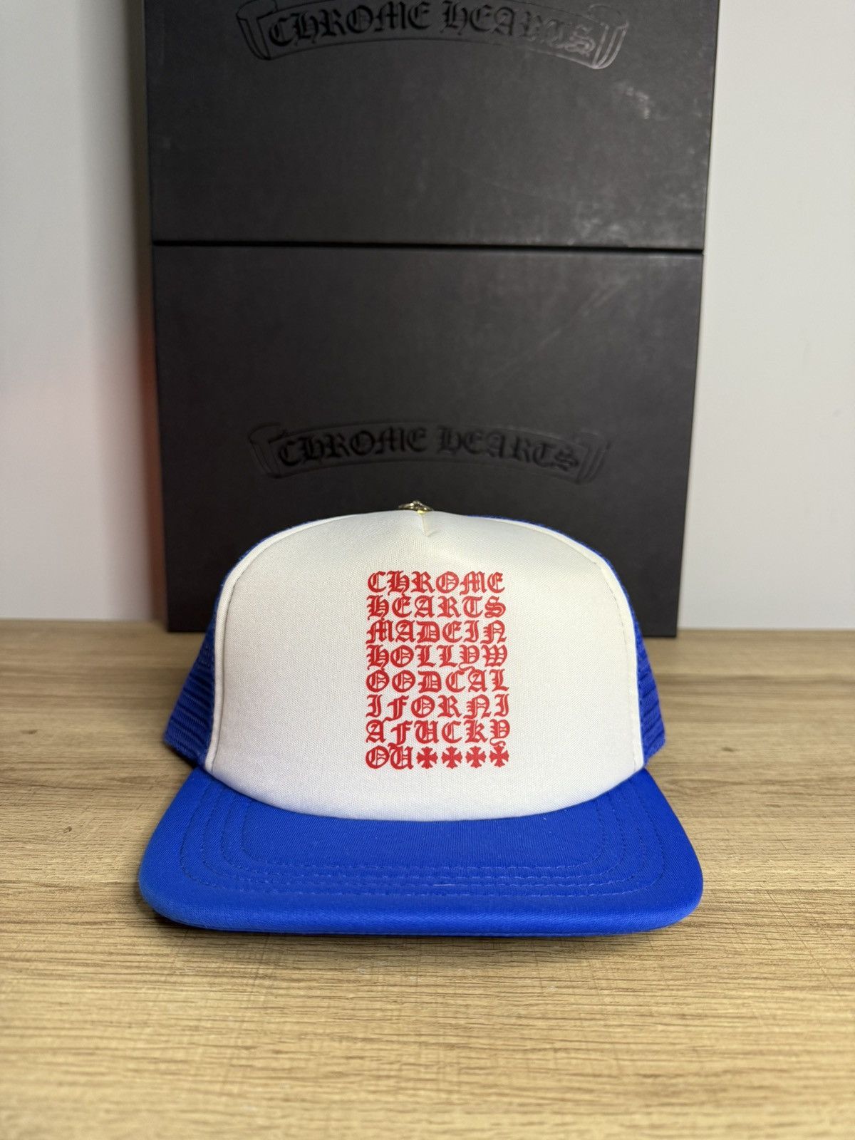 Chrome Hearts Blue Eye Chart Trucker Hat