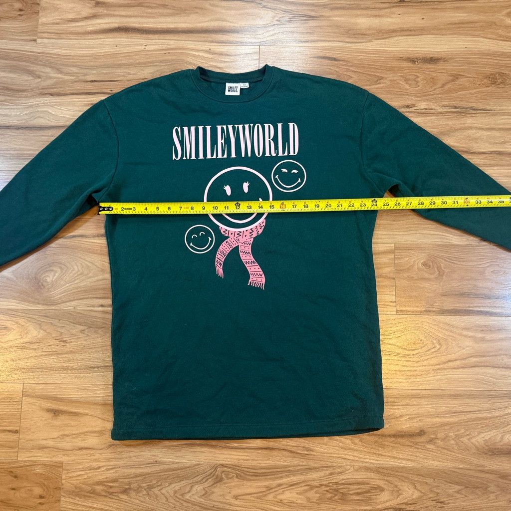 J Brand Smiley World Unisex M Green Graphic Crewneck Sweatshirt Size US M / EU 48-50 / 2 - 3 Thumbnail