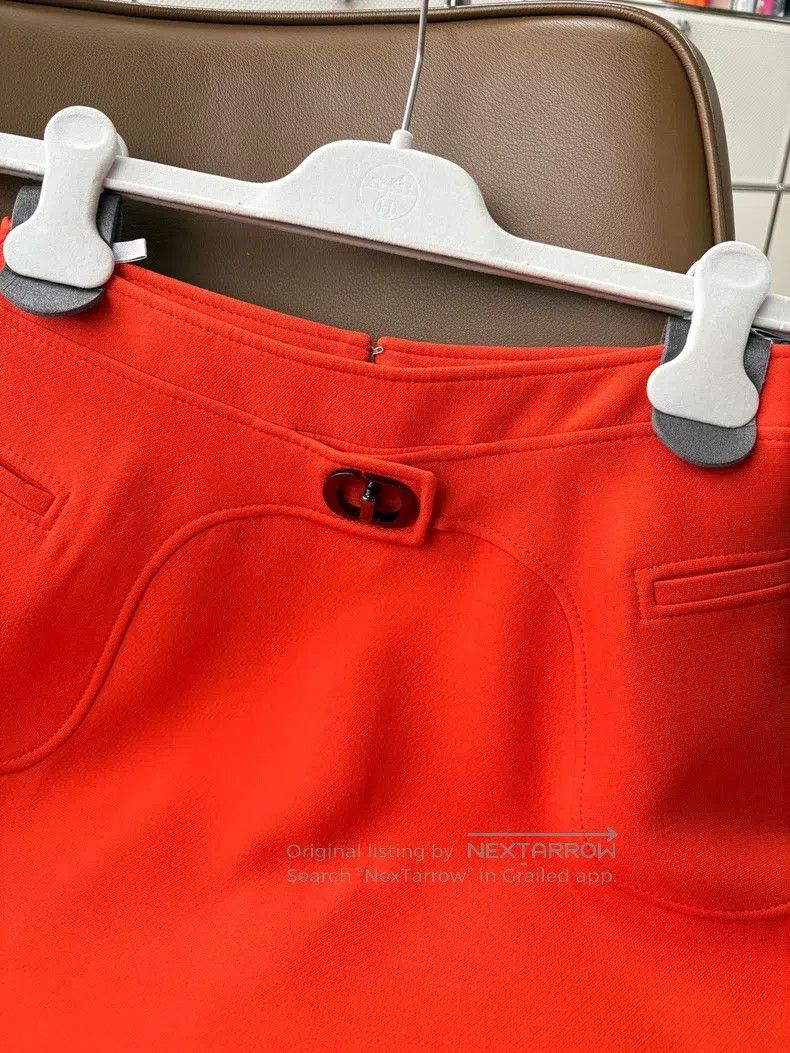 Dior Dior Orange-red silk wool short skirt Size 42" / US 20 - 2 Thumbnail