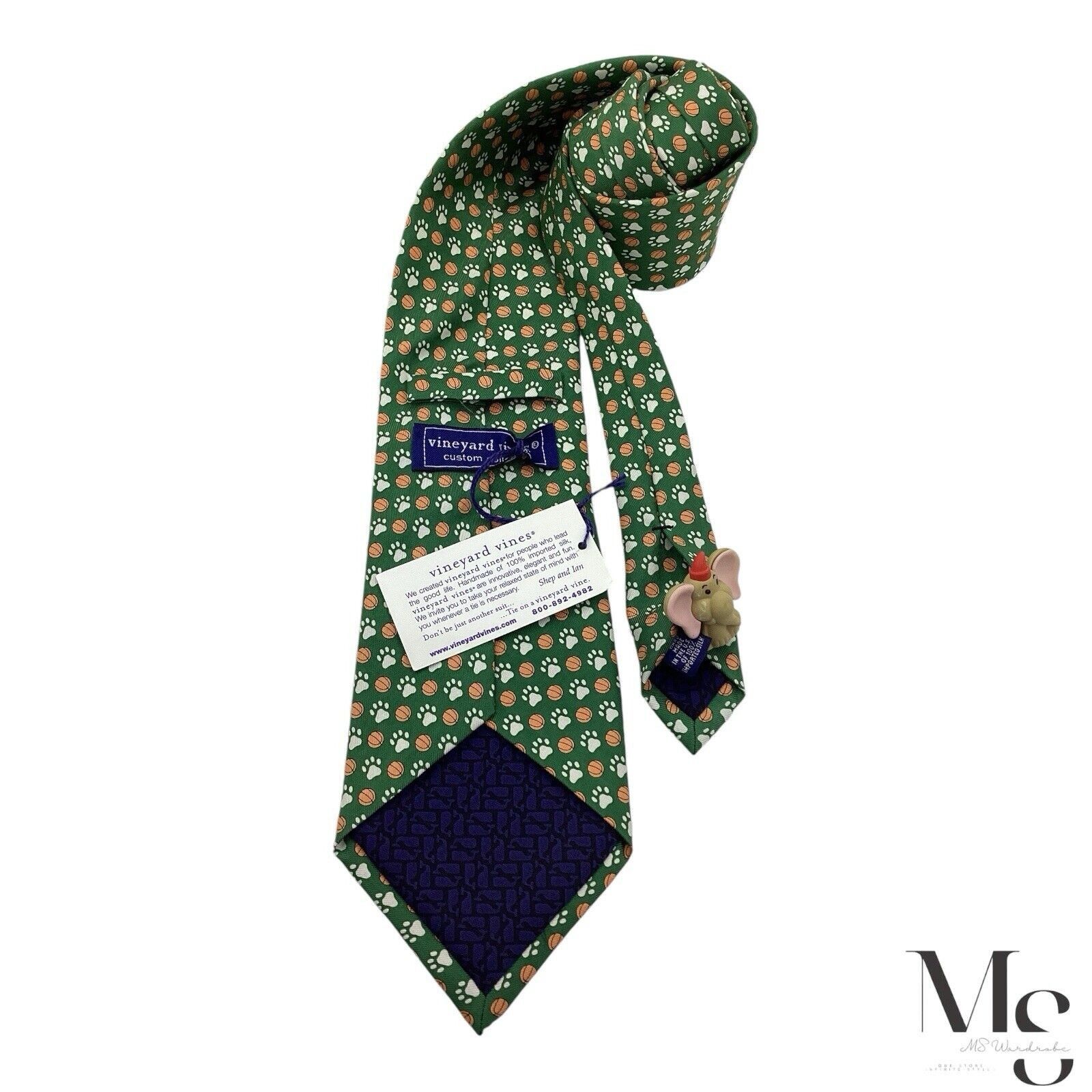 Vineyard Vines VINEYARD VINES Green Basketball Print Silk Tie Hand Made In Size ONE SIZE - 2 Thumbnail