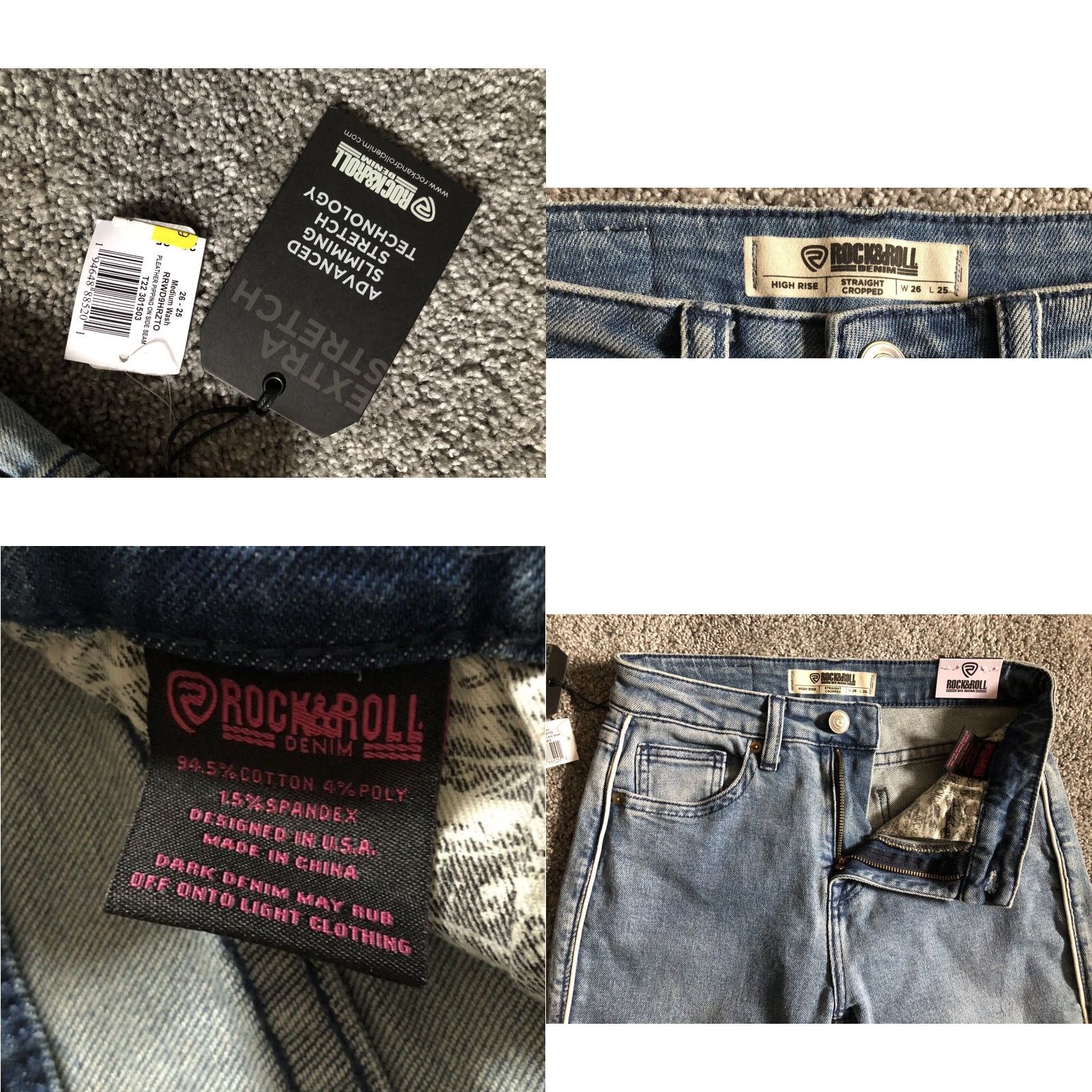 Vintage VINTAGE Rock & Roll Denim Jeans 90s Women’s Straight Cropped High Rise Blue 26x25 Pockets Size 26" / US 2 / IT 38 - 8 Thumbnail