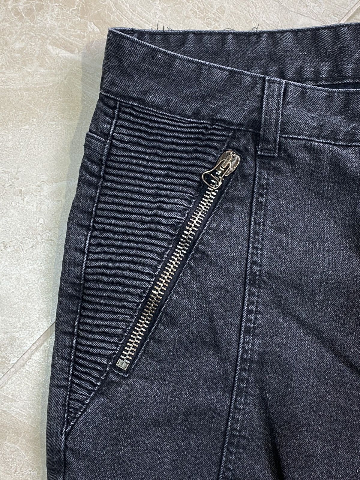 Balmain Balmain Washed Grey Denim Skinny Biker Jeans Size 36" / US 14 / IT 50 - 15 Thumbnail