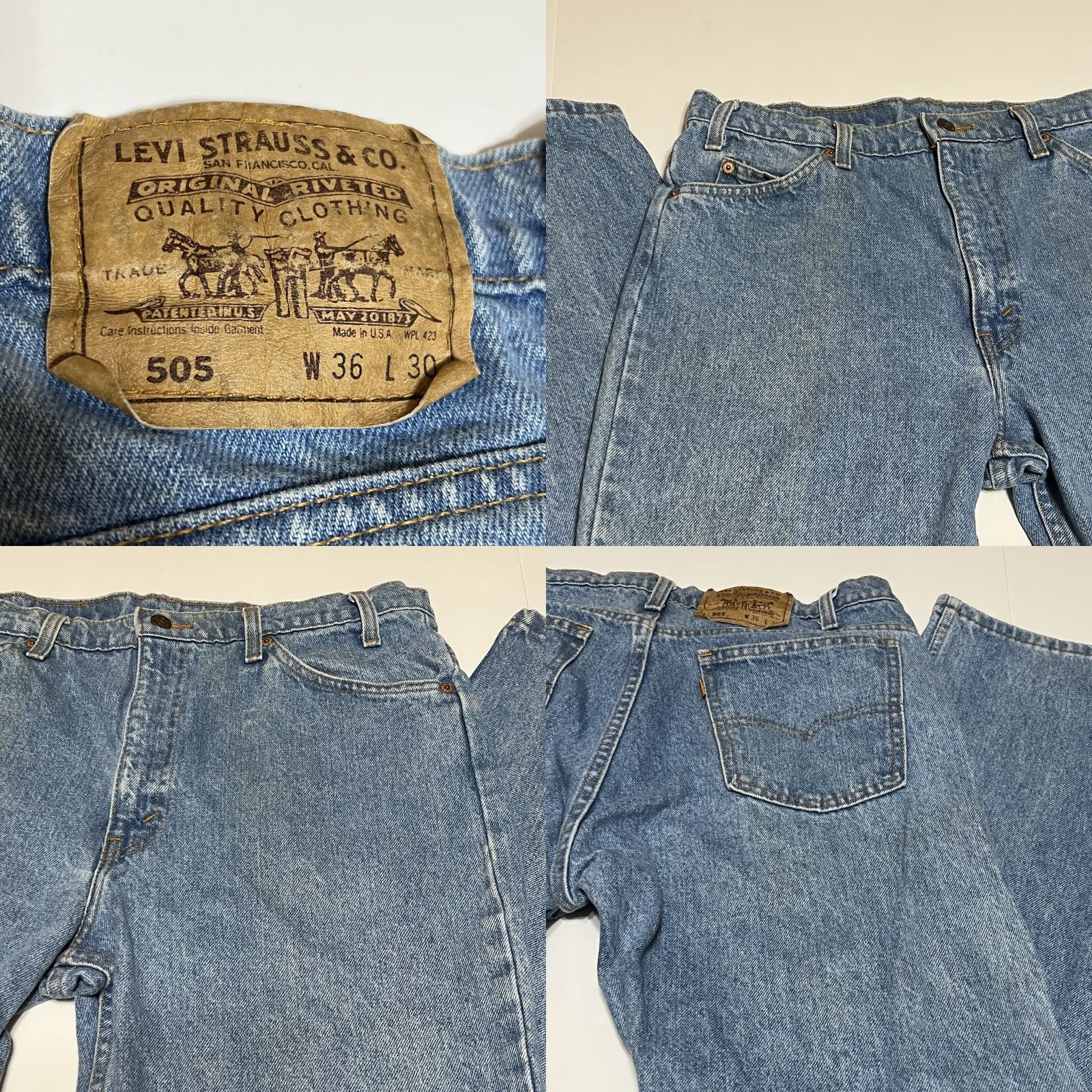 Levi's VINTAGE Levi's 505 Orange Tab Jeans Mens Tag 36x30 Measure 34x29 Stained Denim Blue 90s Mens Regular 34x29 Jeans Size US 34 / EU 50 - 8 Thumbnail
