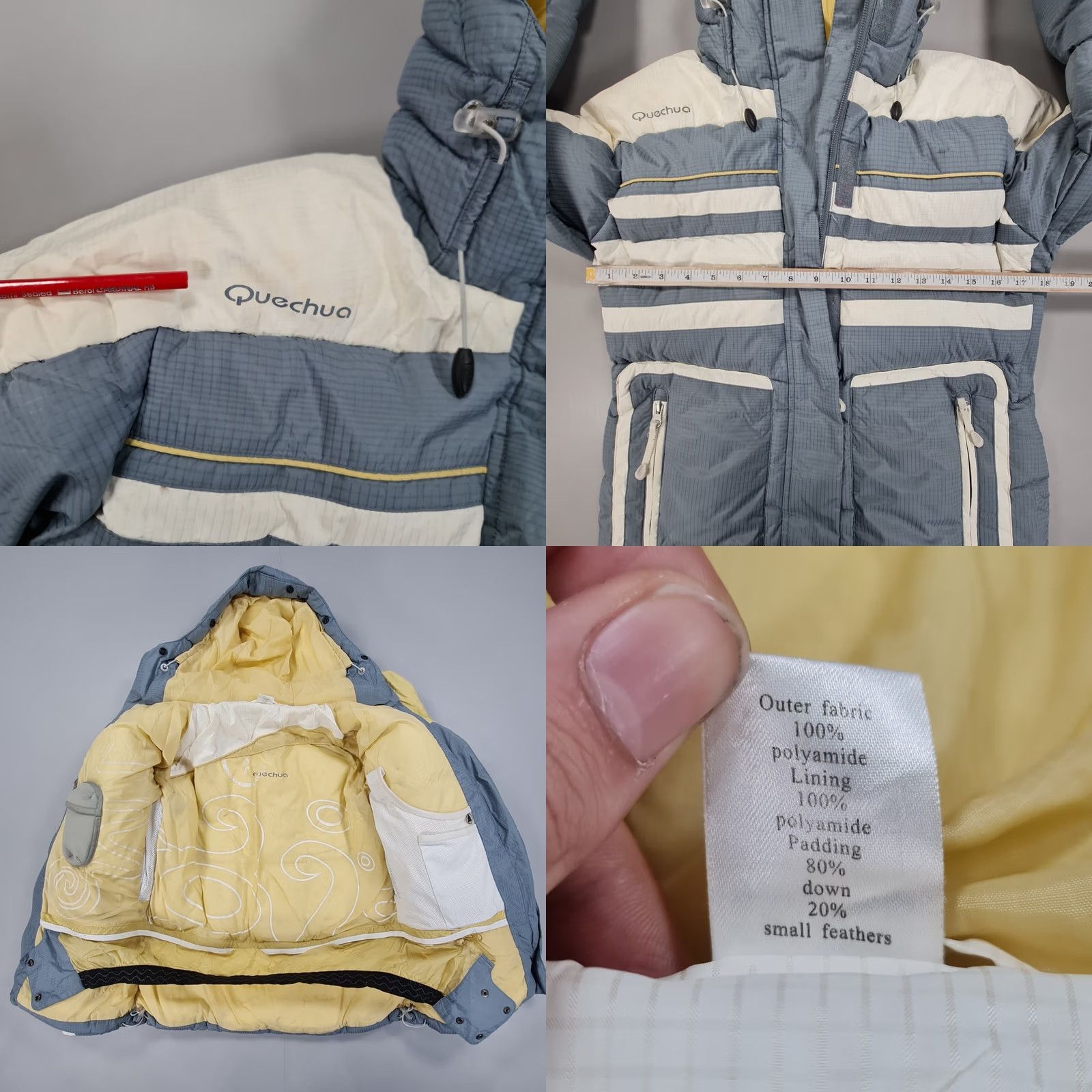 Vintage Quechua Womens Ski Jacket Grey 8 UK 36 Puffer Waterproof Down Full Hooded Jacket Womens Grey Ski Jacket 8 UK Regular Down Waterproof Hooded Size M / US 6-8 / IT 42-44 - 8 Thumbnail