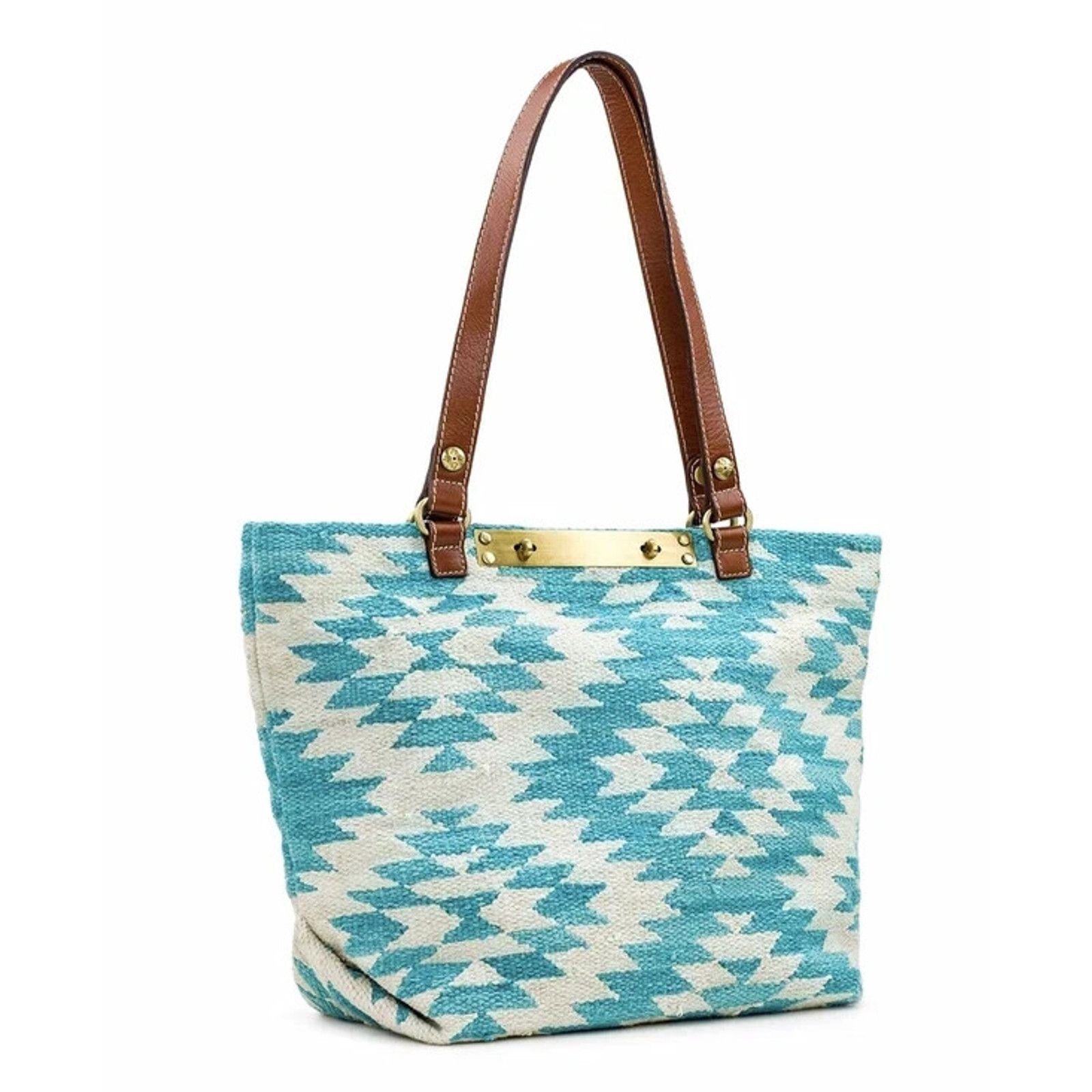 Patricia Nash Patricia Nash Woven Chennai Tote Blue White Bag B000583 Size ONE SIZE - 1 Thumbnail