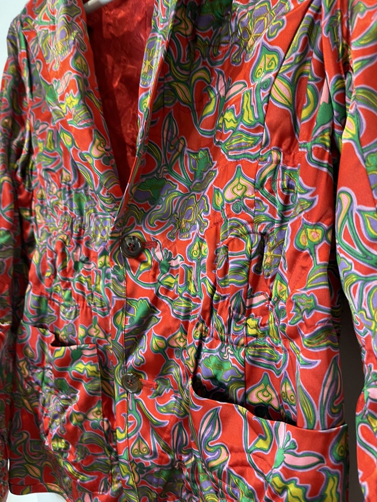 Undercover Undercover FW01 “DAVF” Red Skull-Floral Jacket w Drawstrings Size S / US 4 / IT 40 - 8 Thumbnail