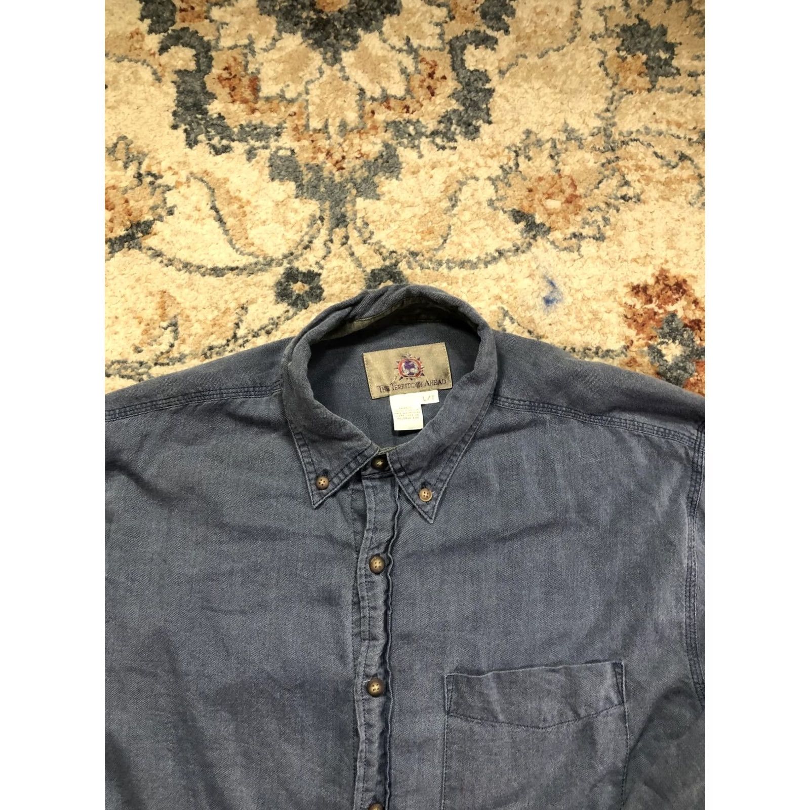 The Territory Ahead The Territory Ahead Shirt Mens LT Tall Blue Chambray Long Sleeve Button Down Size US L / EU 52-54 / 3 - 2 Thumbnail